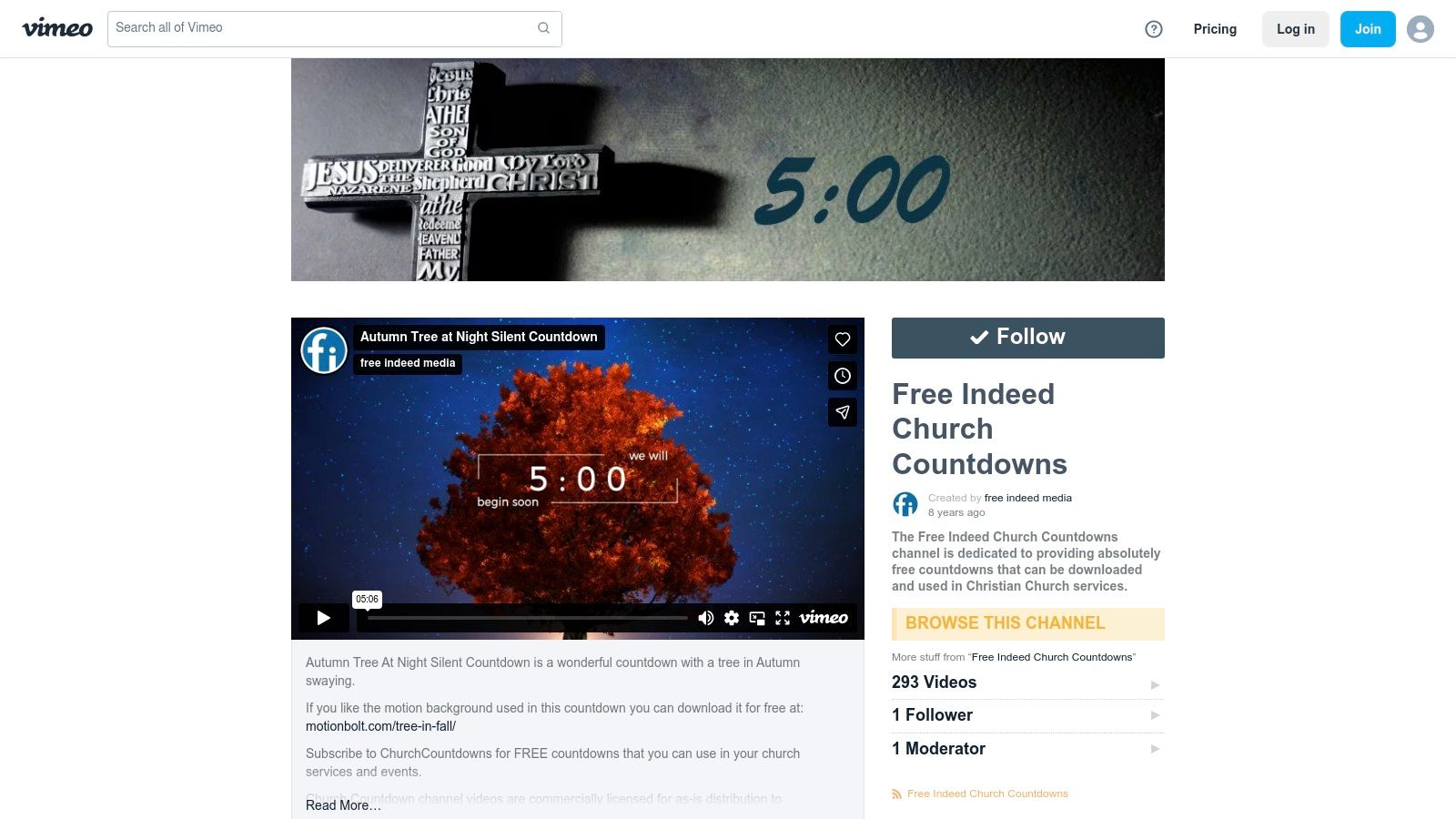 Free Indeed Church Countdowns (Vimeo Channel)