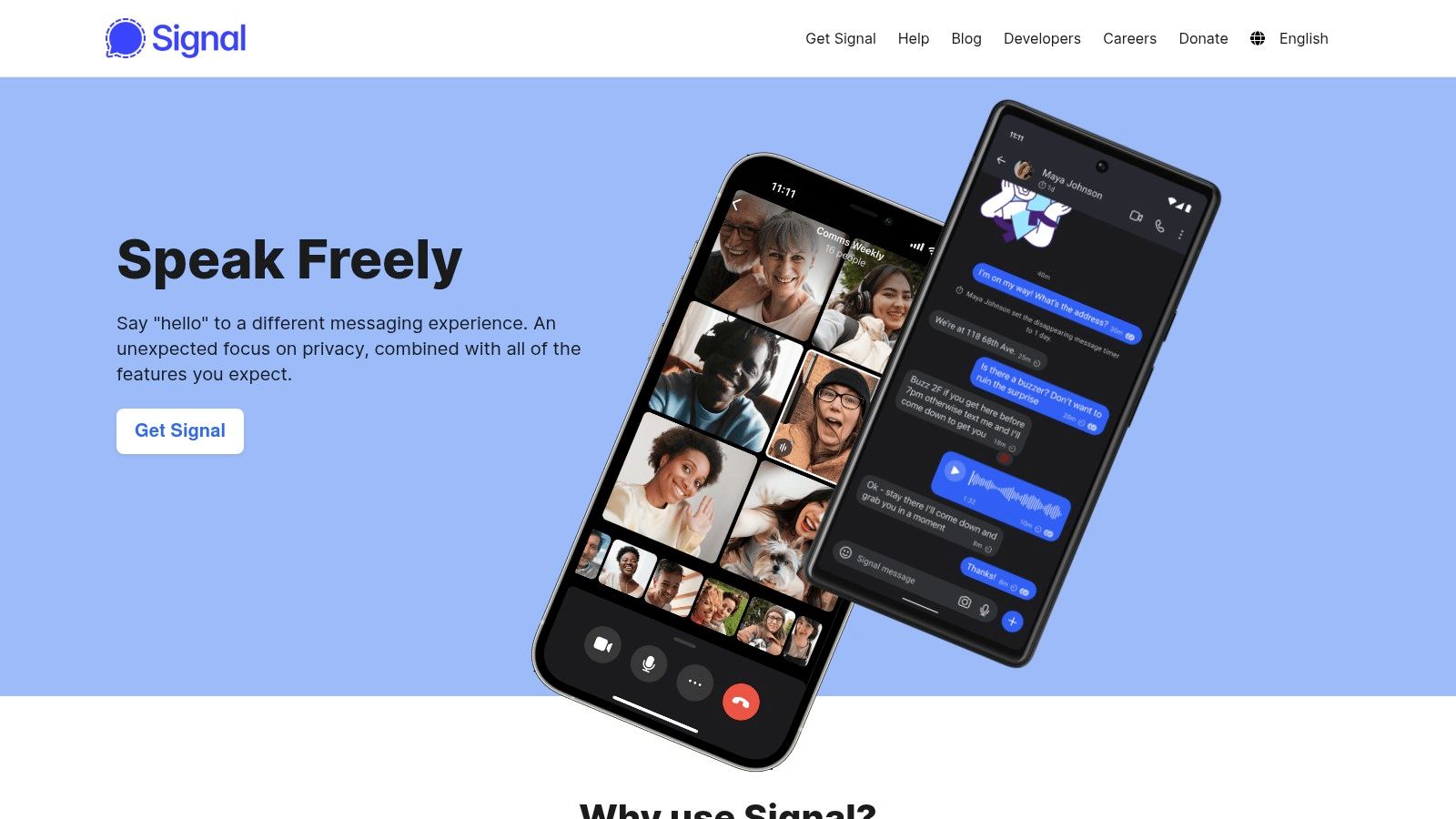 A mobile phone screen showing a secure messaging app interface with a lock icon, representing privacy and encryption.