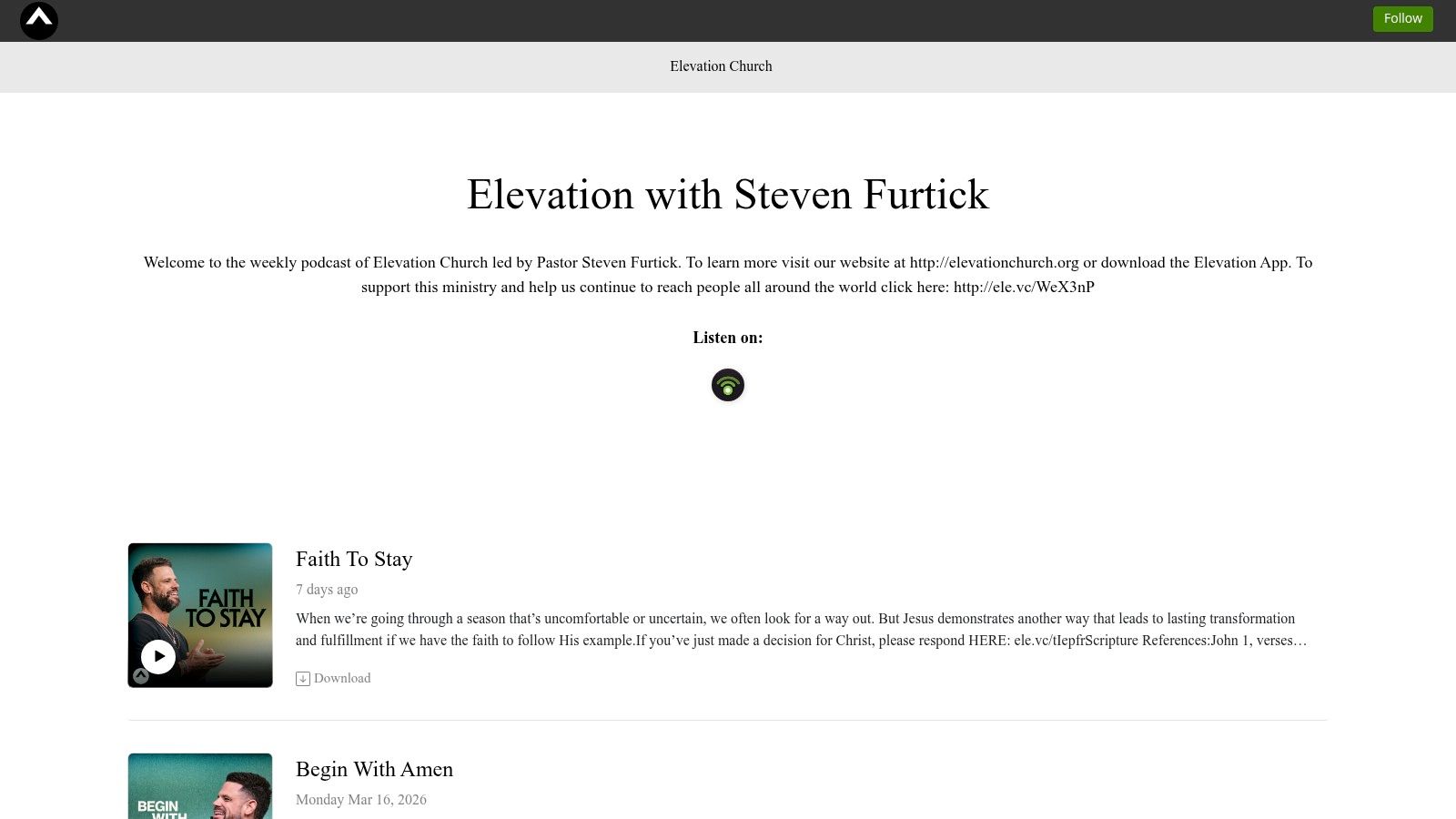 Elevation with Steven Furtick (Elevation Church)
