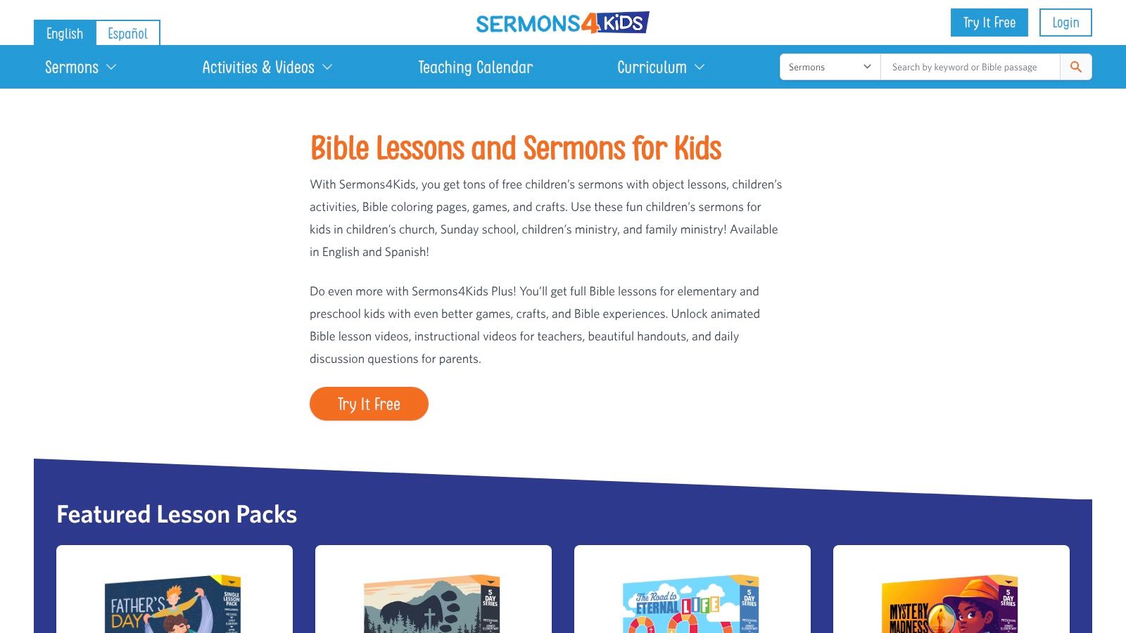 Sermons4Kids (Worship Bulletins within a larger kids-ministry platform)