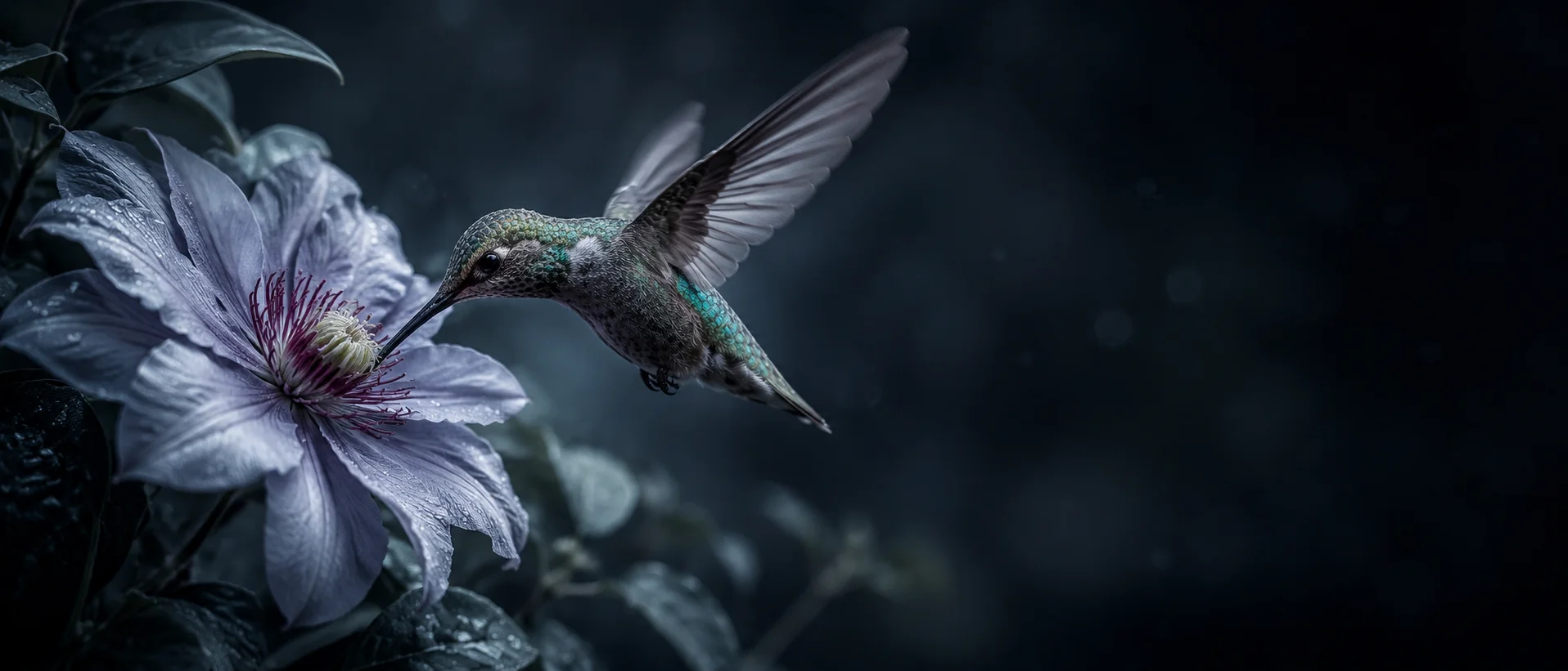 Hummingbird near a flower symbolizing calm and restoration
