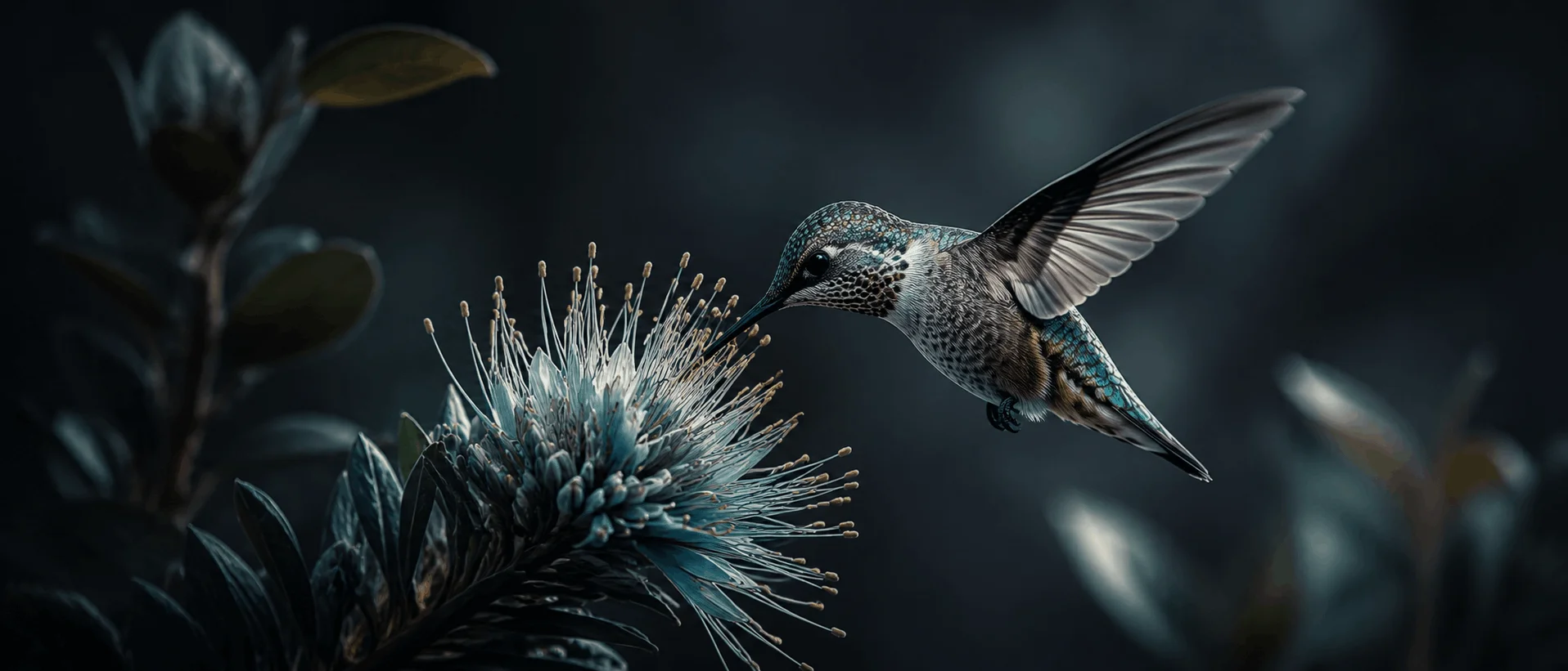 Hummingbird near a flower symbolizing calm and restoration