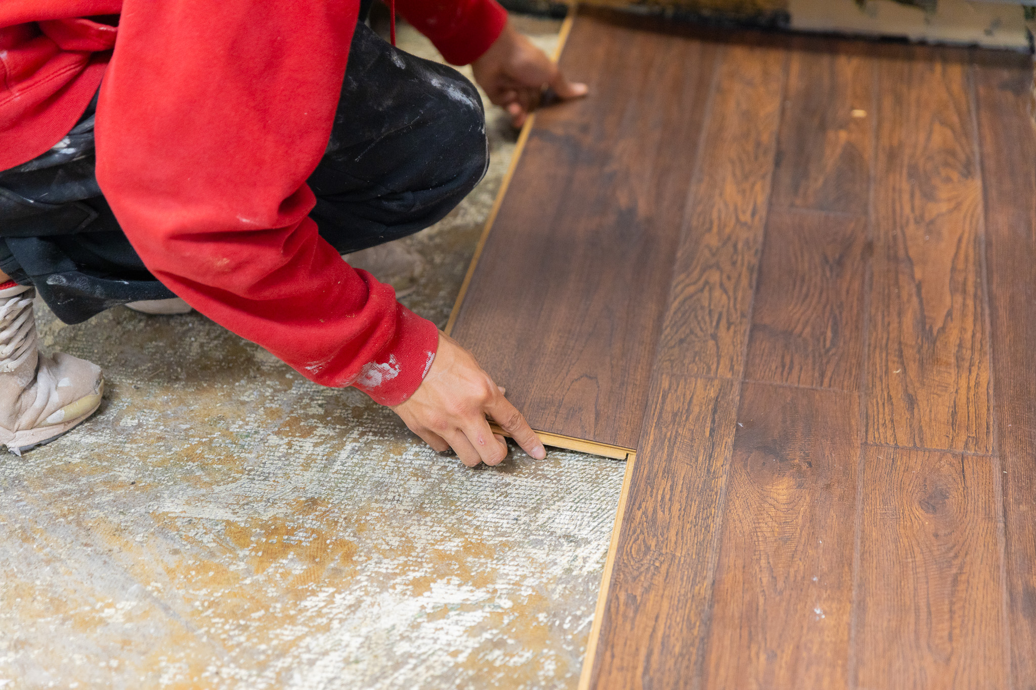 Flooring being installed