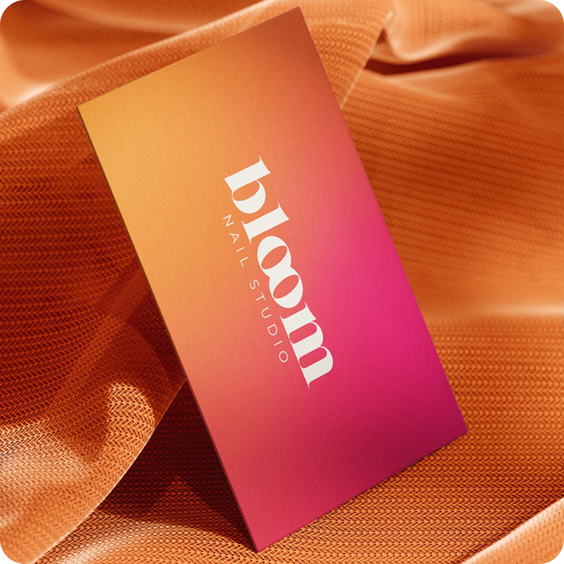une carte de visite faite par la commere pour un projet bloom