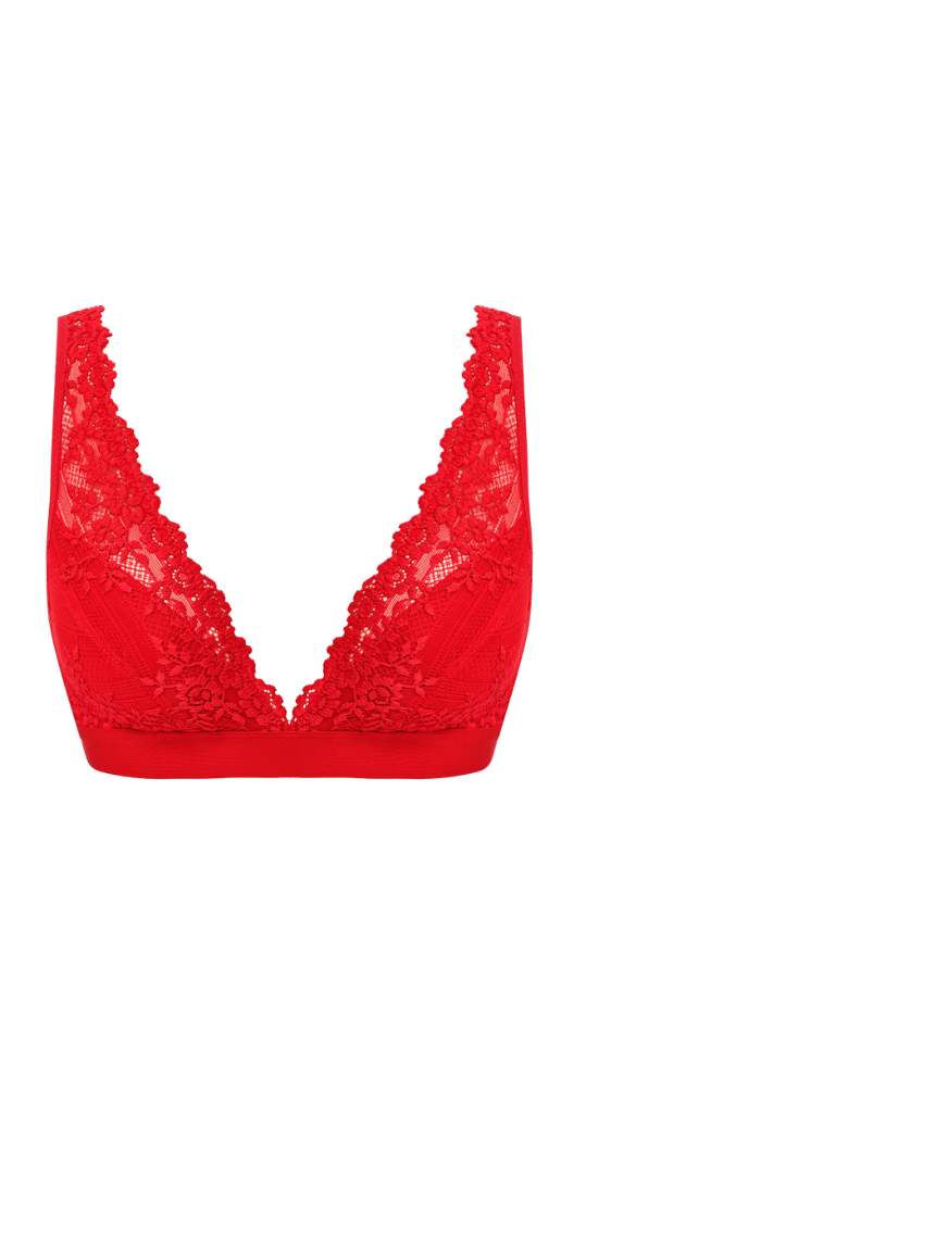 Red wireless bra from the brand Wacoal