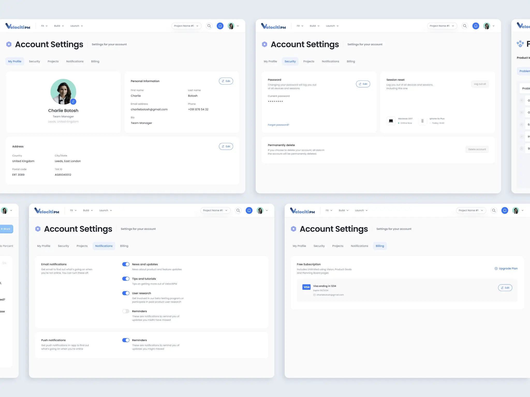 account settings pages by mykola designer