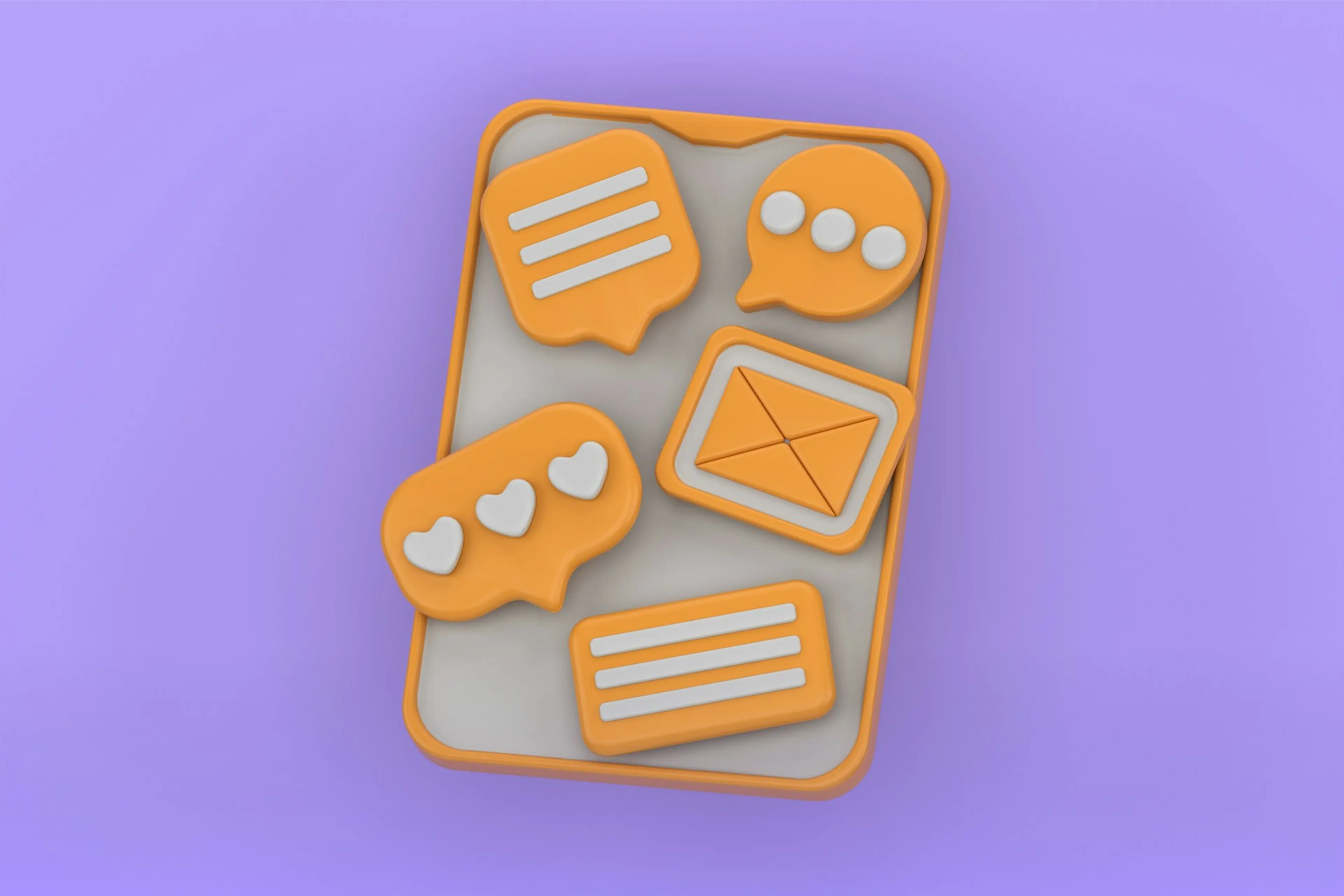 3D illustration of a smartphone with social media and communication icons