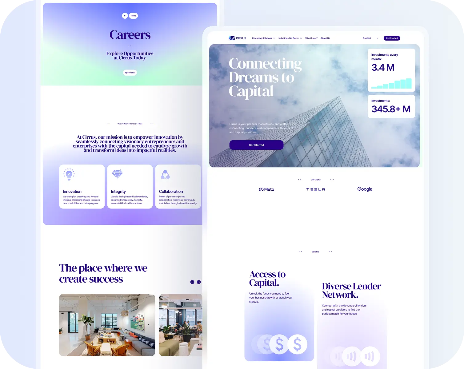 Home and Career Website Pages for Cirrus Capital Partners Website designed by Mykola Designer