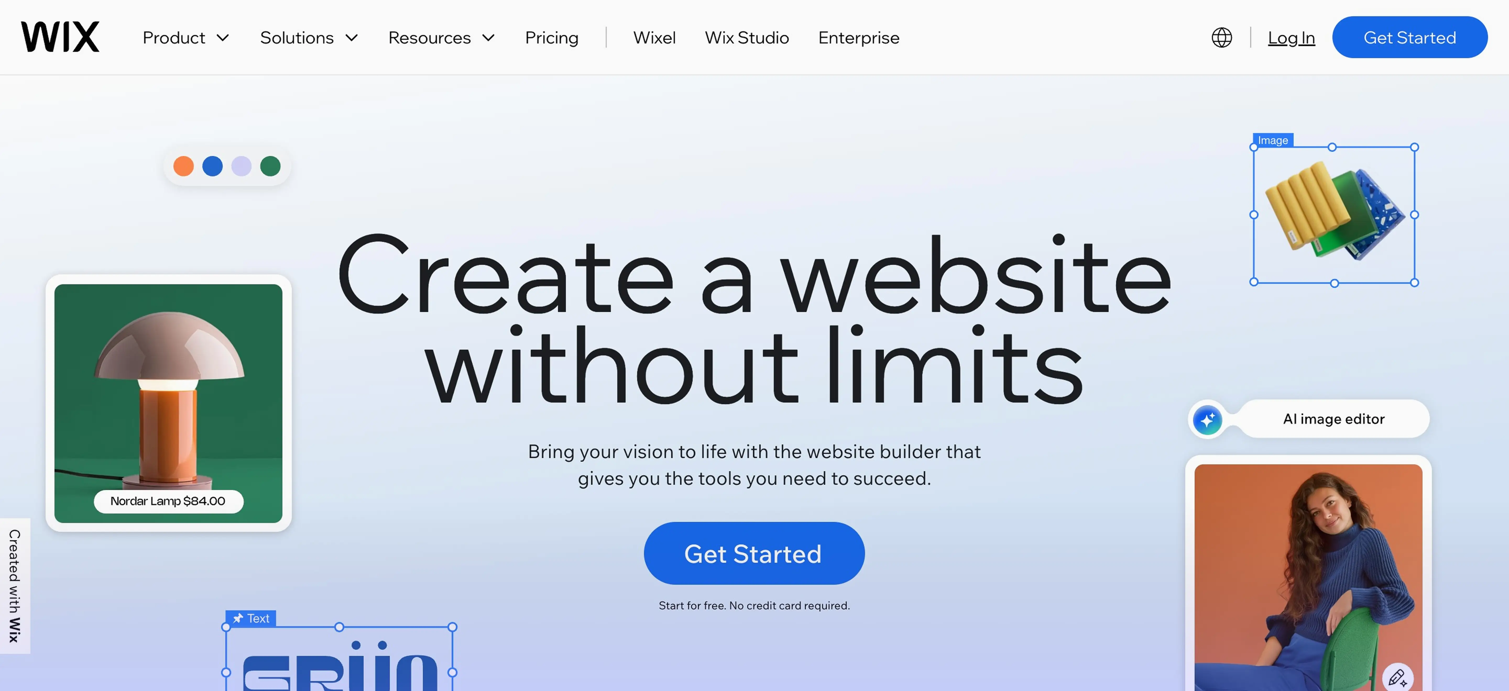 Screenshot of WIX homepage featuring headline