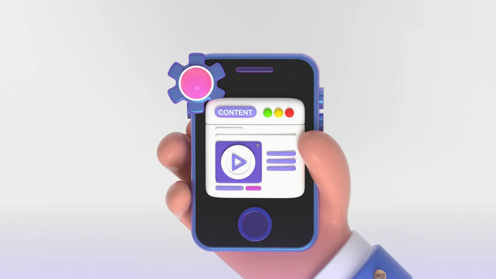 3D illustration of smartphone with app interface highlighting mobile user experience