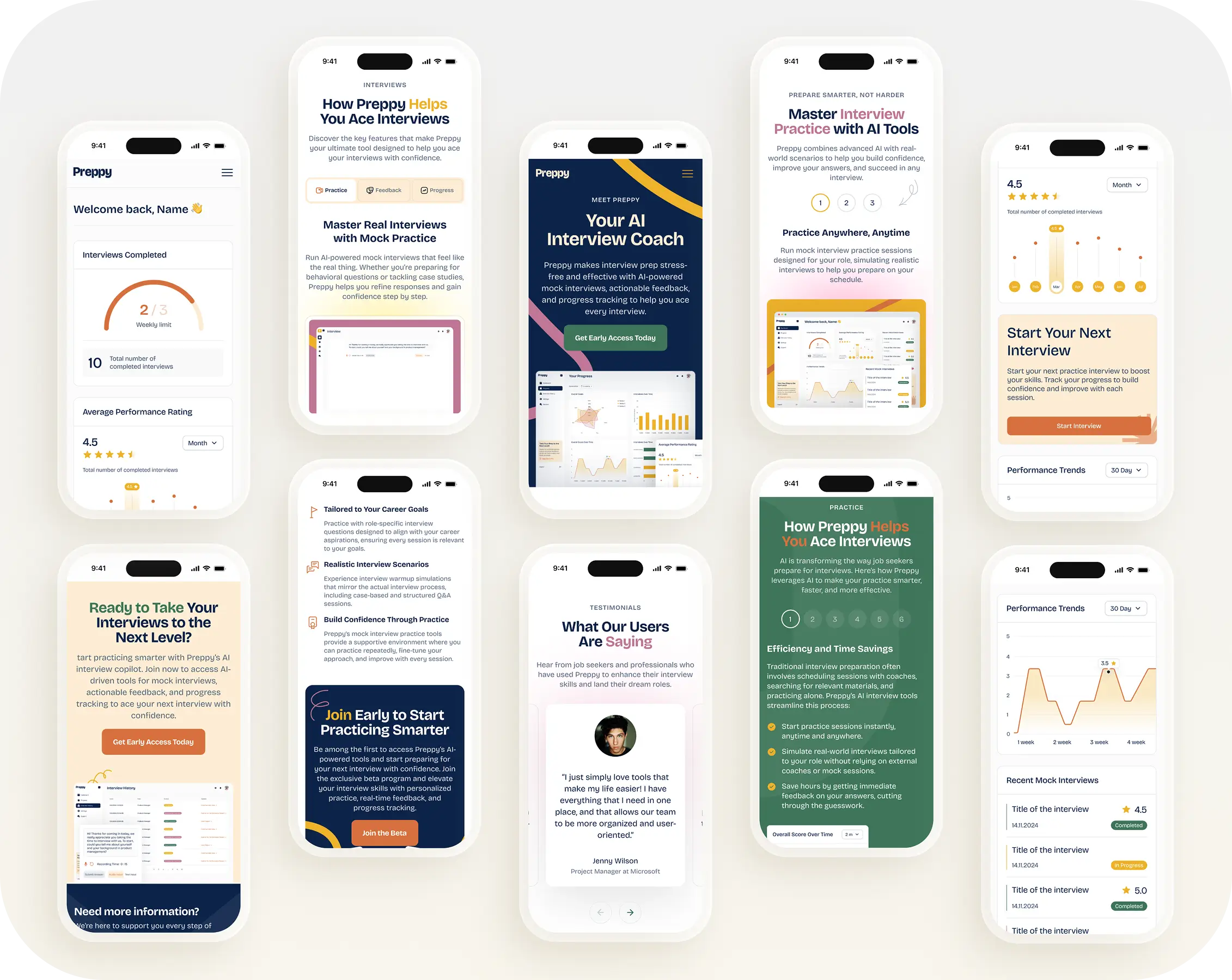 Mock Interview Mobile App Interface
