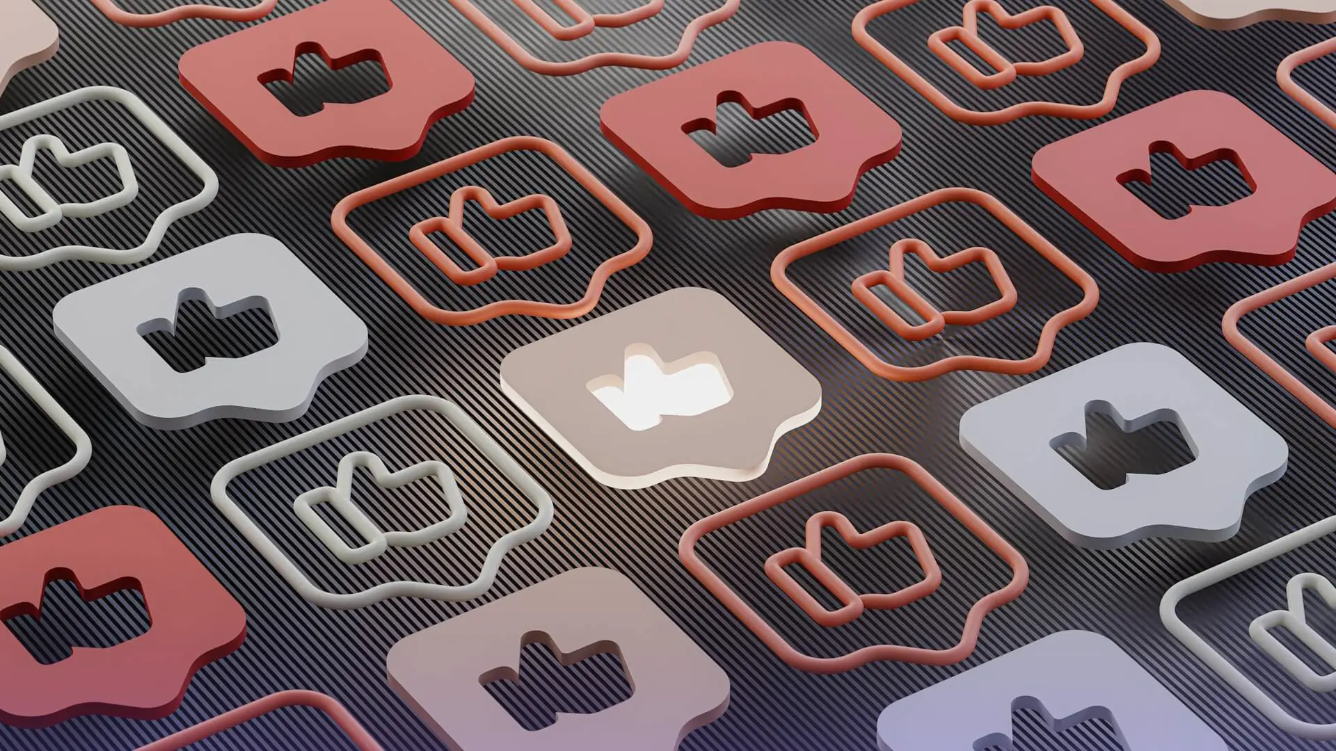 3D illustration showing social media as a marketing concept with like icons