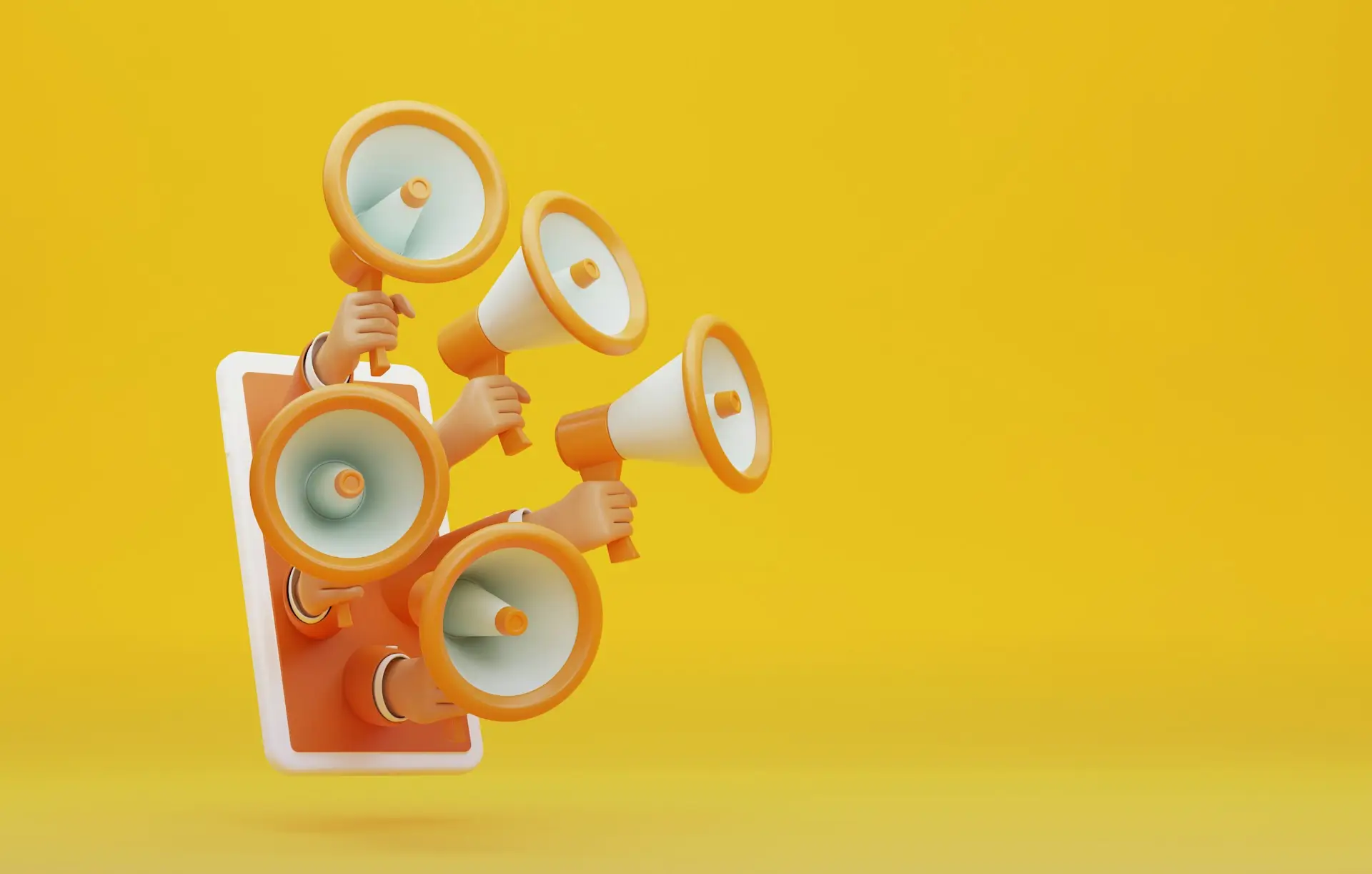 3D illustration of megaphones symbolizing social media as a marketing concept