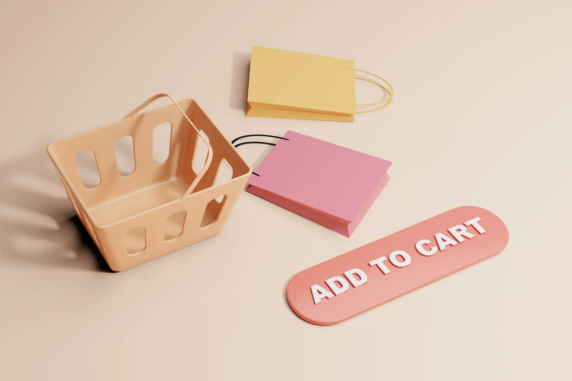 3D illustration of online shopping cart concept