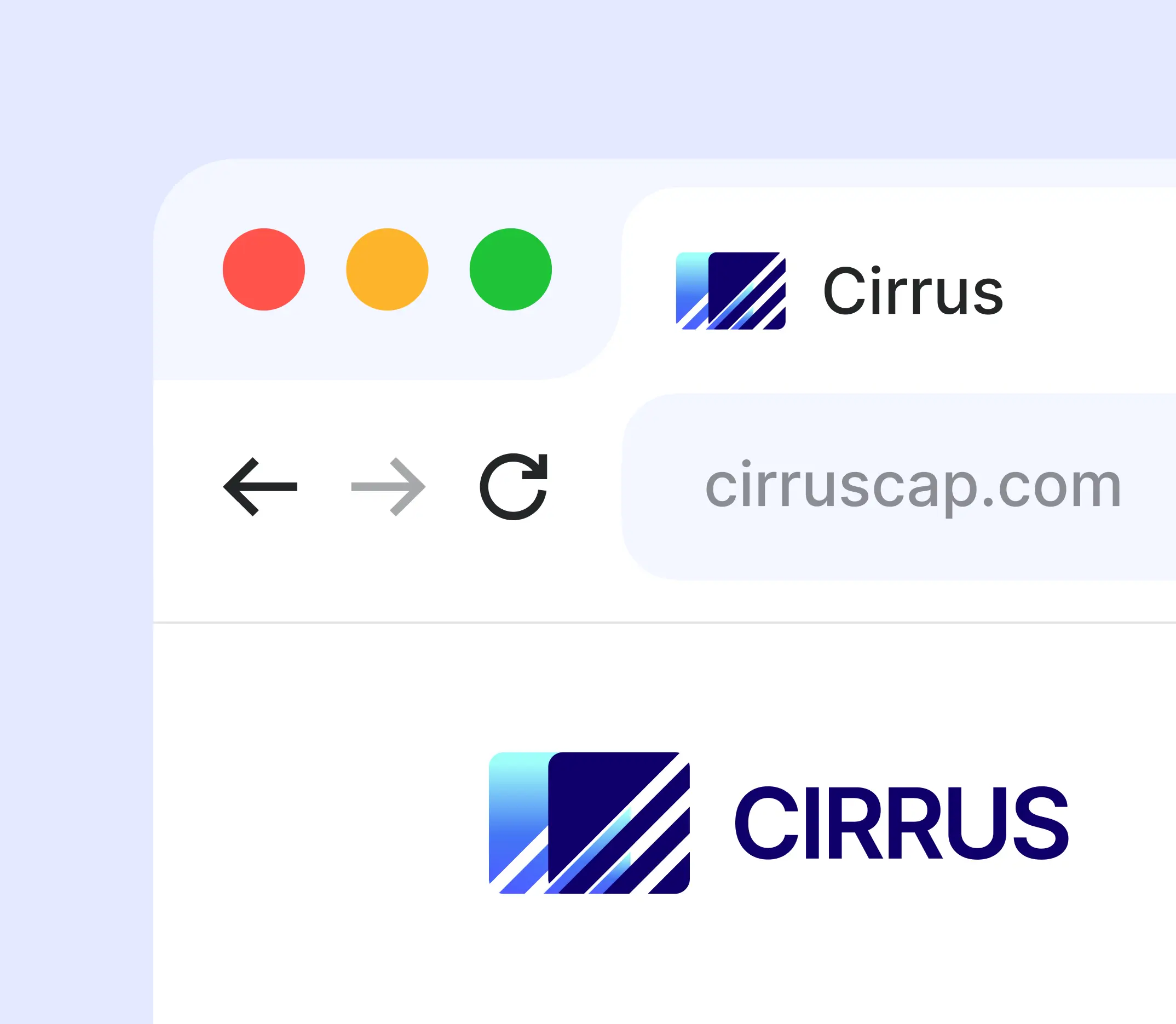 A computer screen displaying the Cirrus logo prominently in the center.