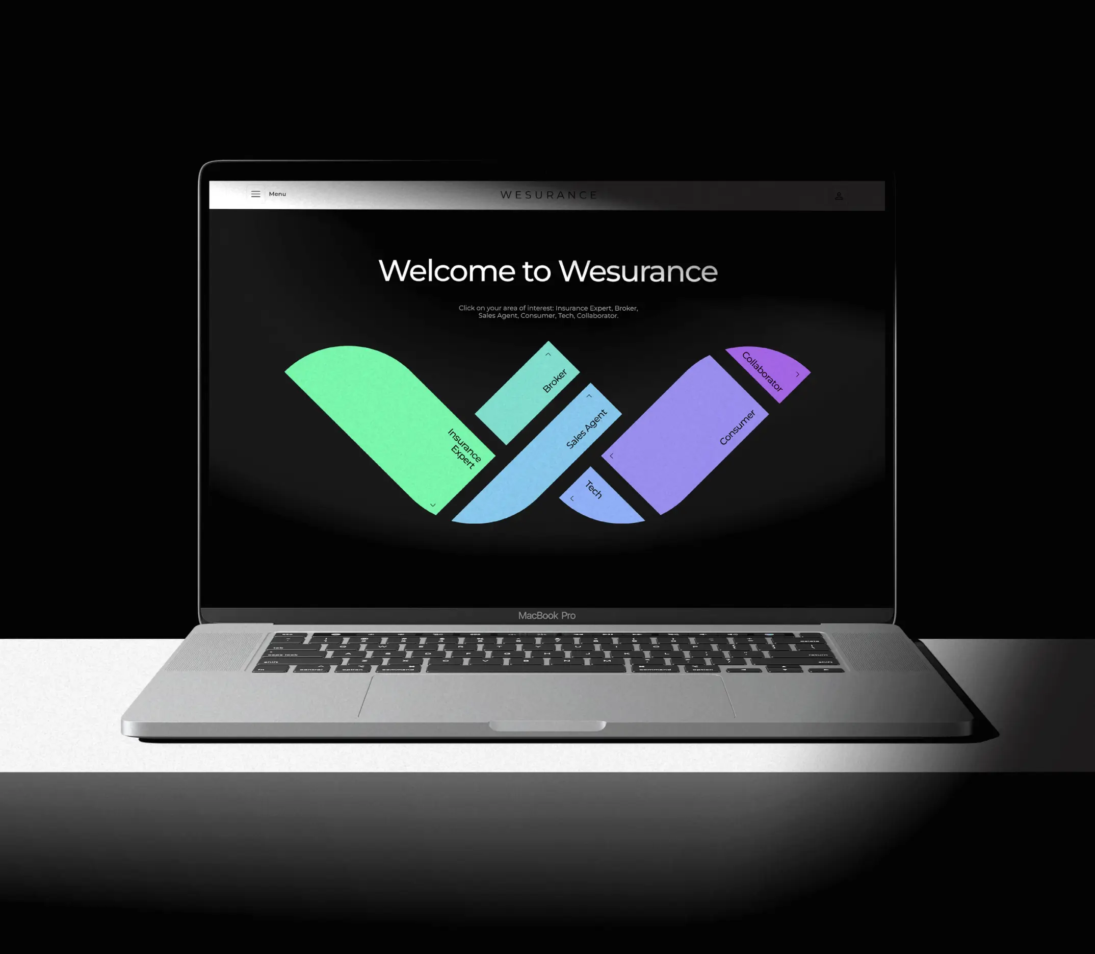 Wesurance website design showcasing a modern, user-friendly interface with vibrant colors and intuitive navigation elements.