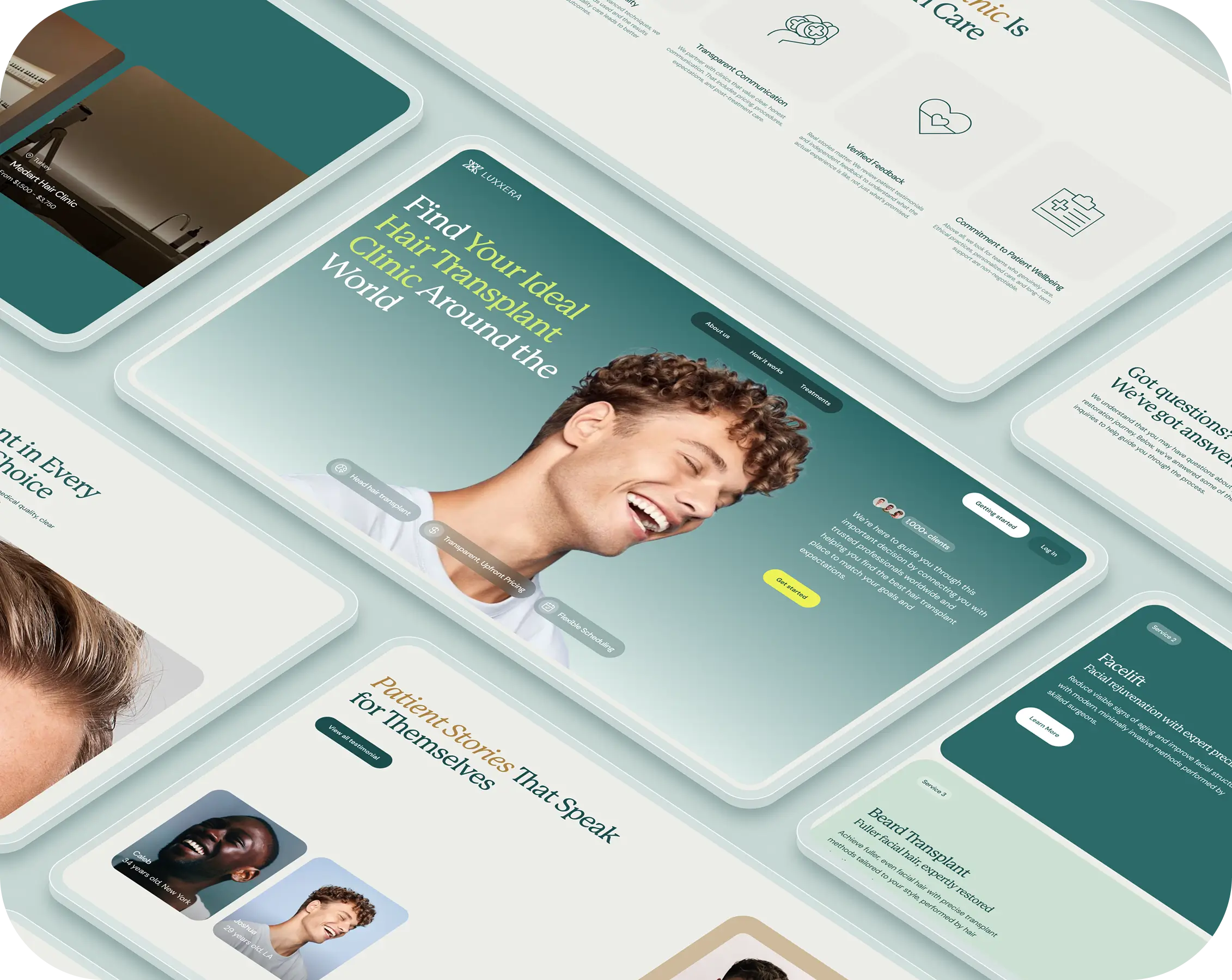 A collection of various screens displaying different types of websites, showcasing diverse web designs and content.