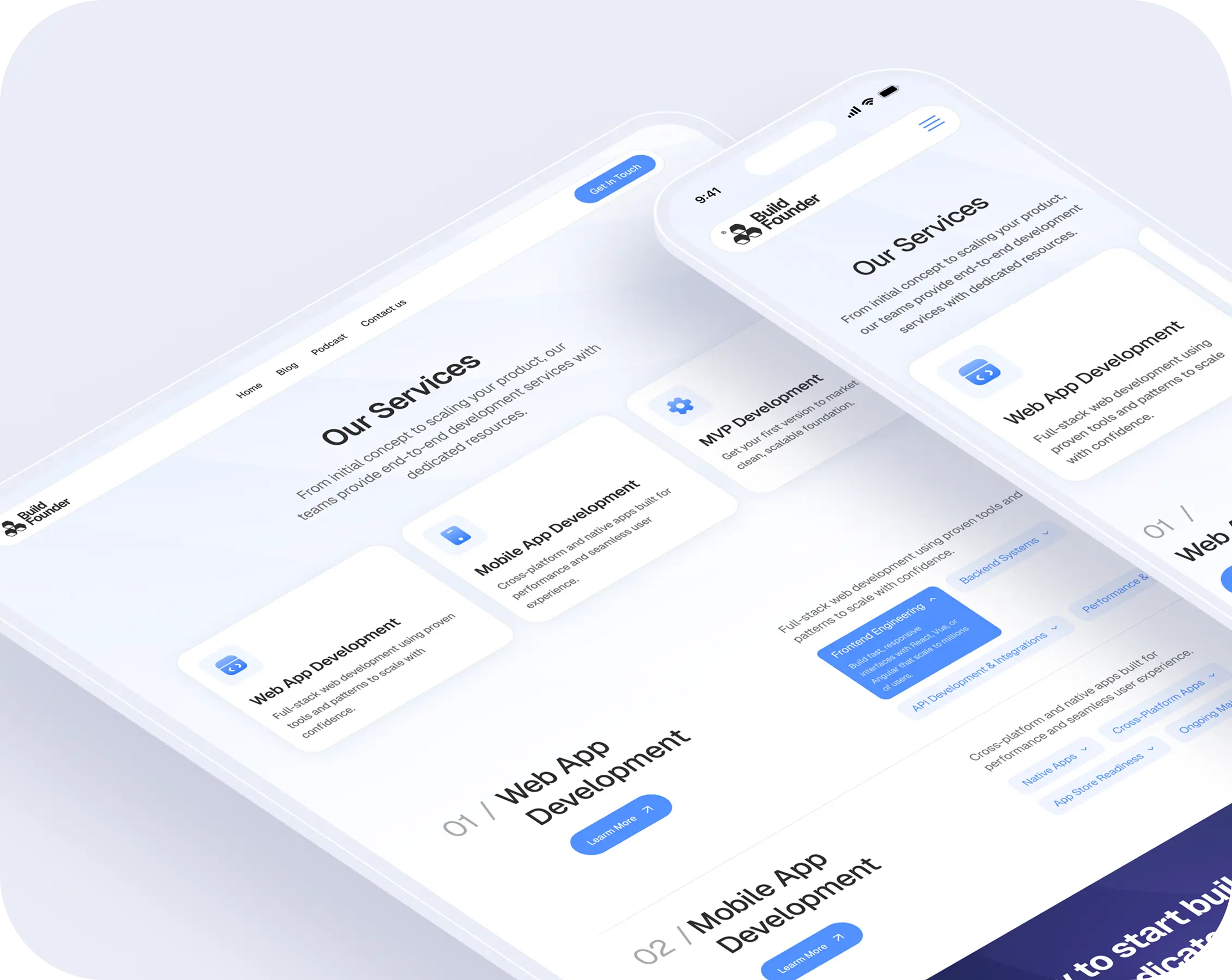 Website design layout showcasing a modern interface for a company, featuring navigation menus and branding elements.