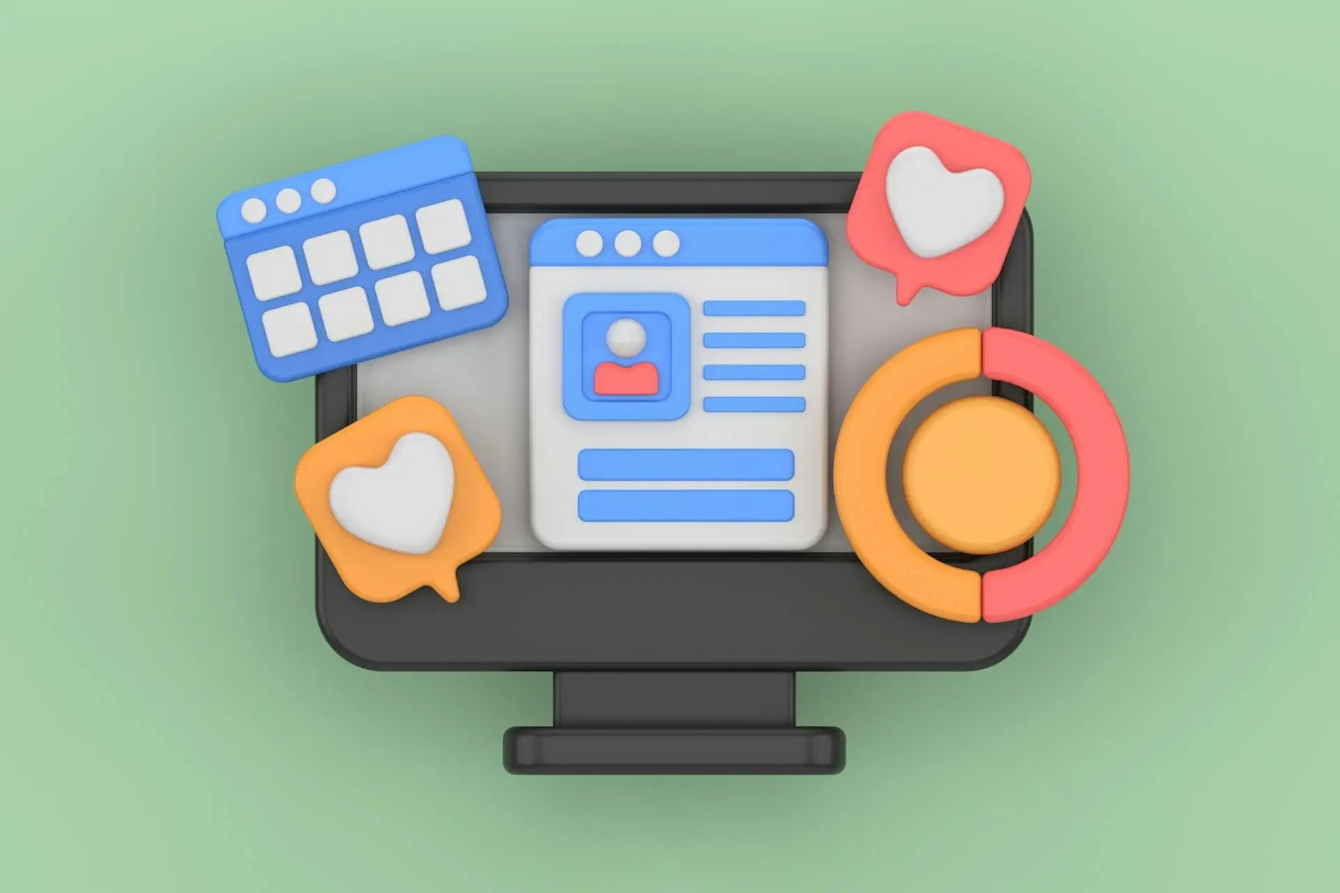 Illustration of a personal website interface representing an owned digital presence.