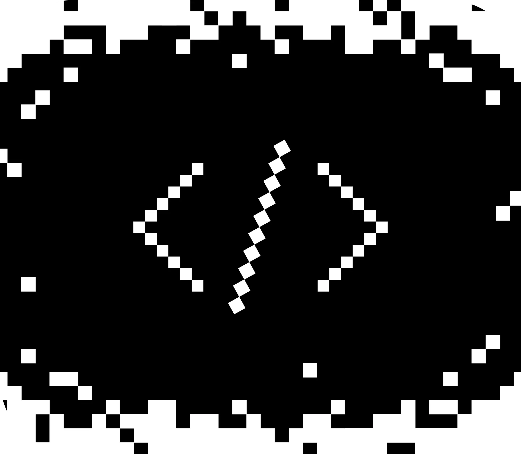 A pixelated square featuring a black square inside a white square, creating a contrasting geometric design.