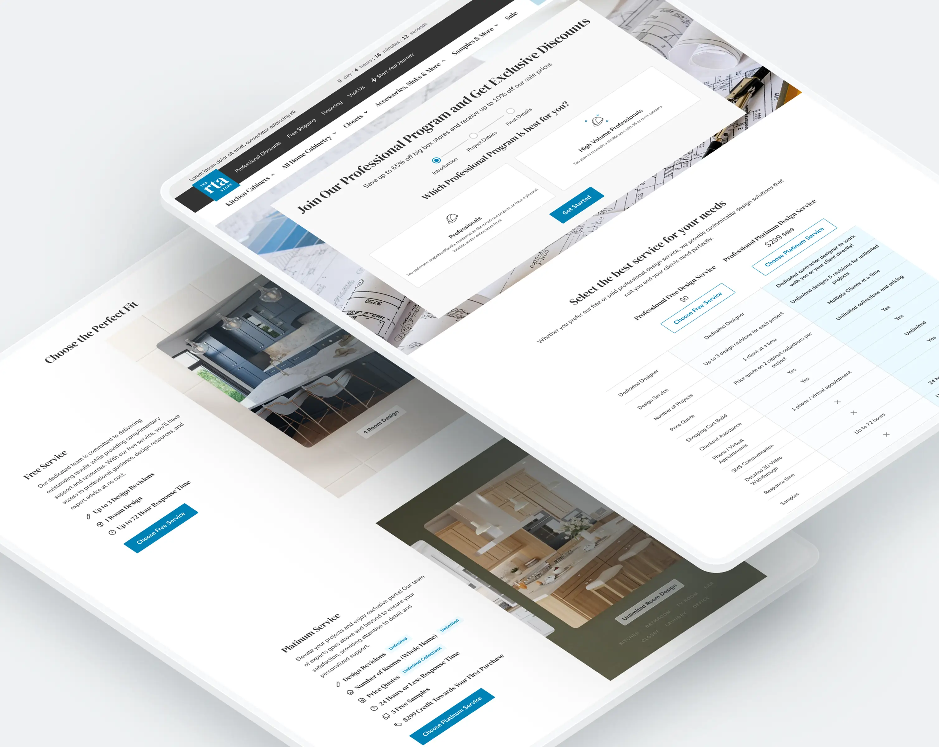 Hotel website design showcasing RTA store layout and features, emphasizing user-friendly navigation and aesthetic appeal.