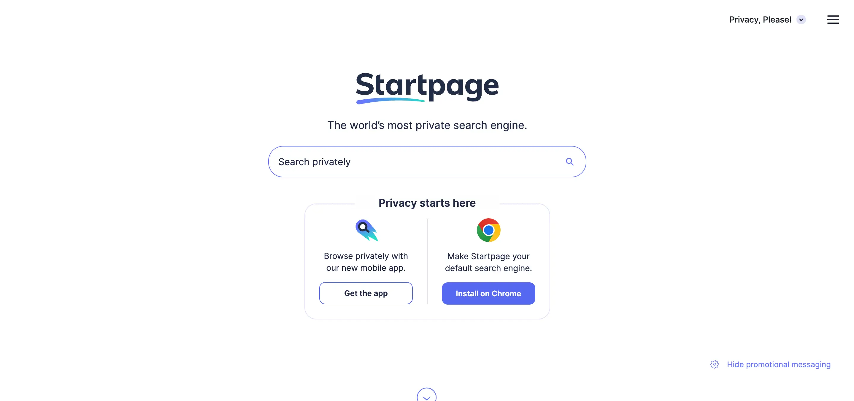 Startpage private search engine homepage with anonymous Google search access