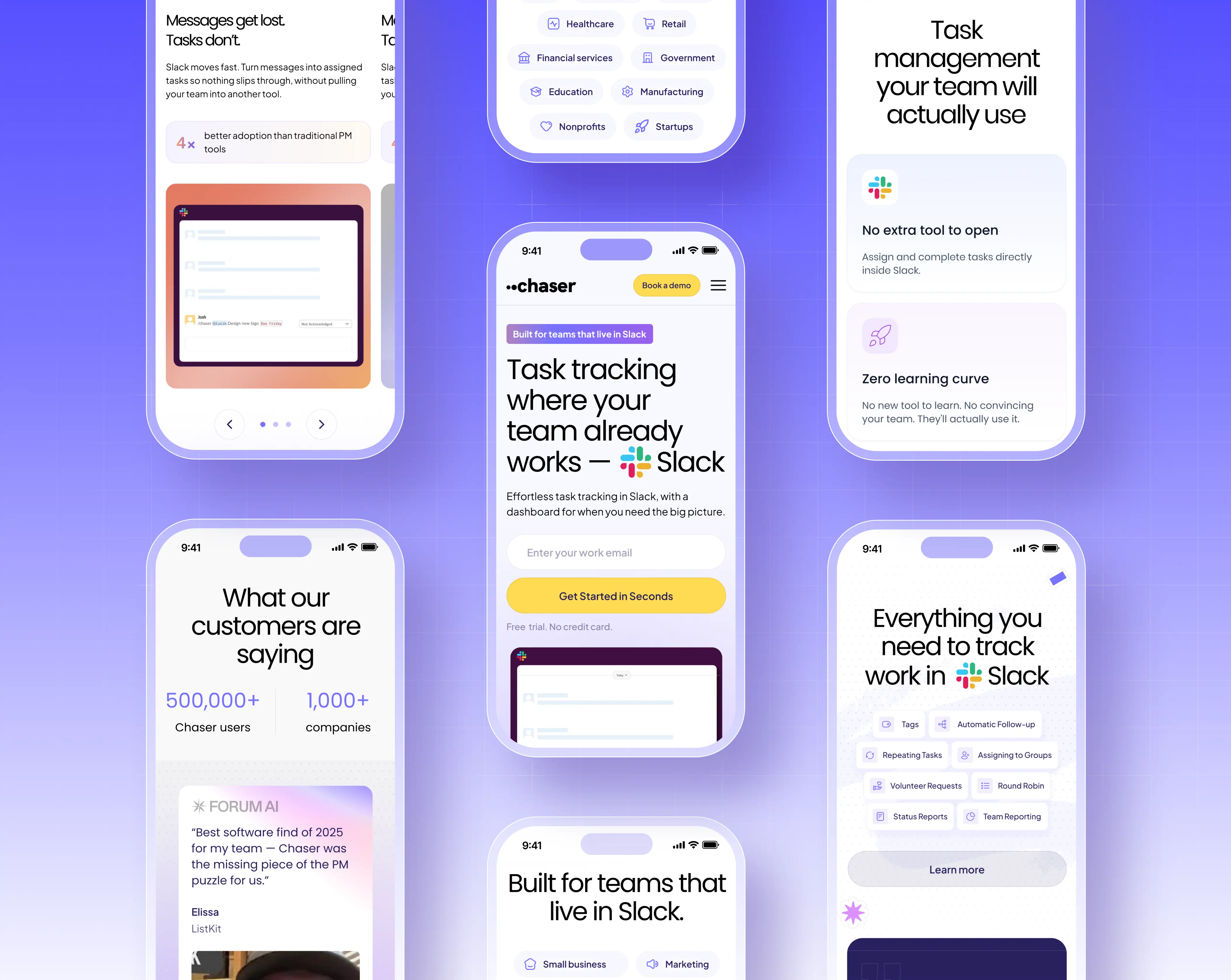 Mobile design for Chaser website