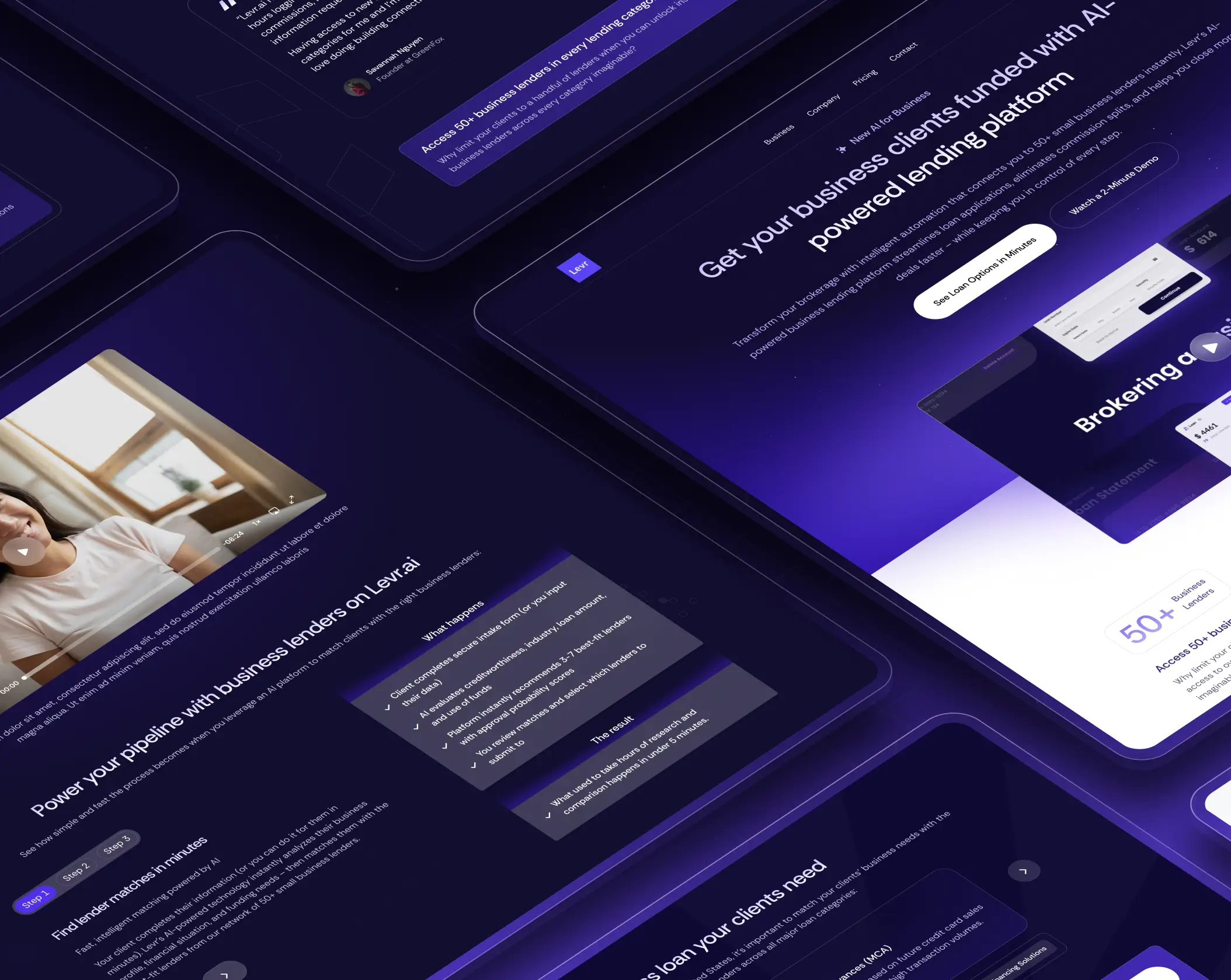 Landing page design for Levr AI, showcasing a modern layout and user-friendly interface.