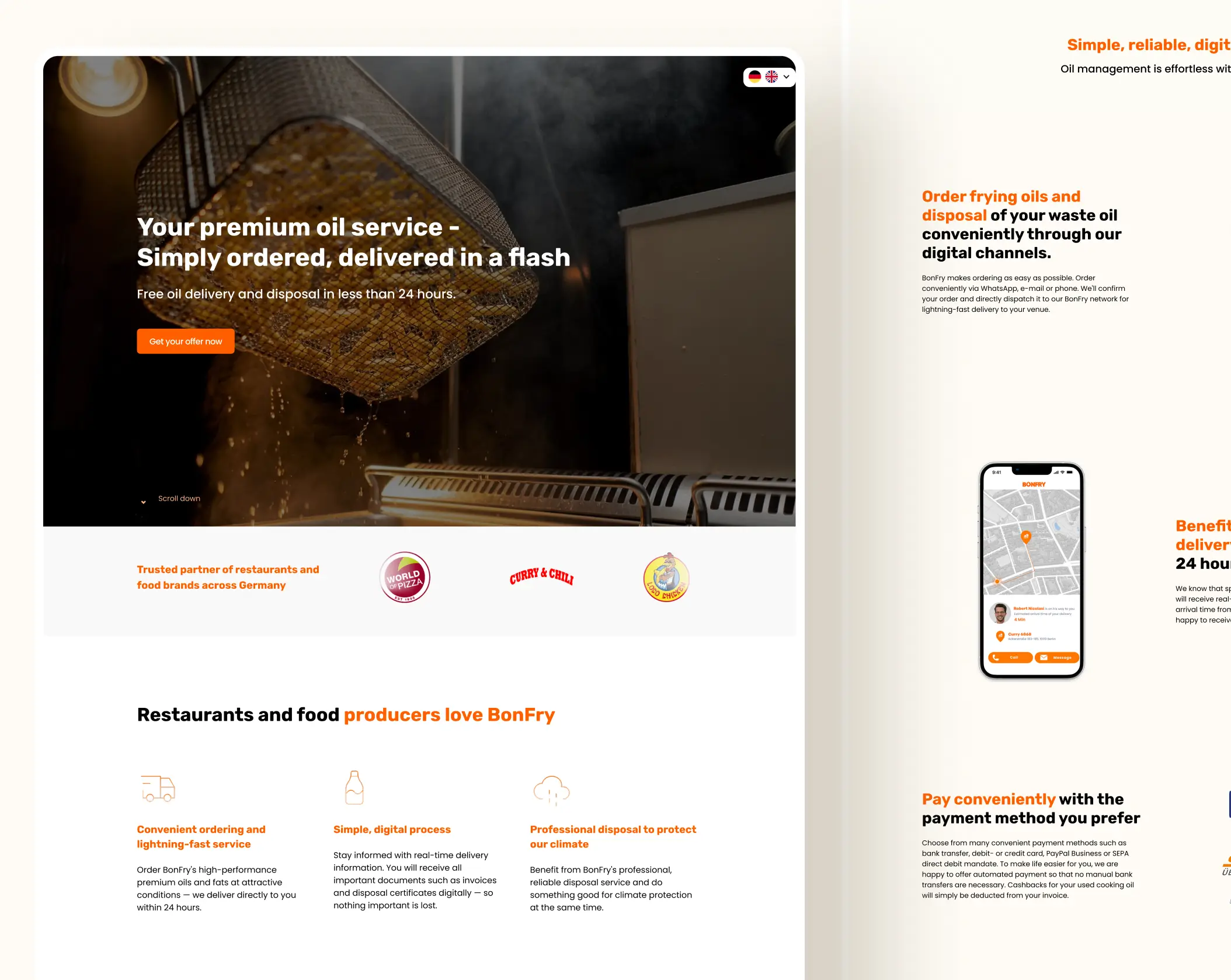 Website design for Bonfry featuring a modern layout, vibrant images, and an inviting color scheme.