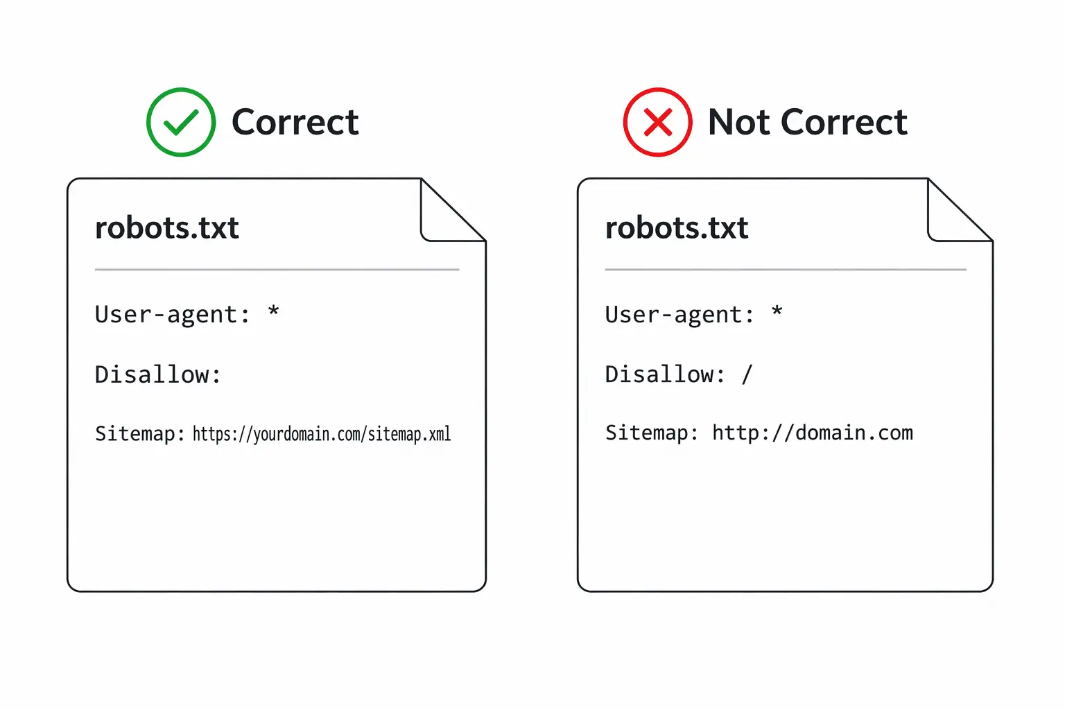 robots.txt test illustration of basic file structure and settings.