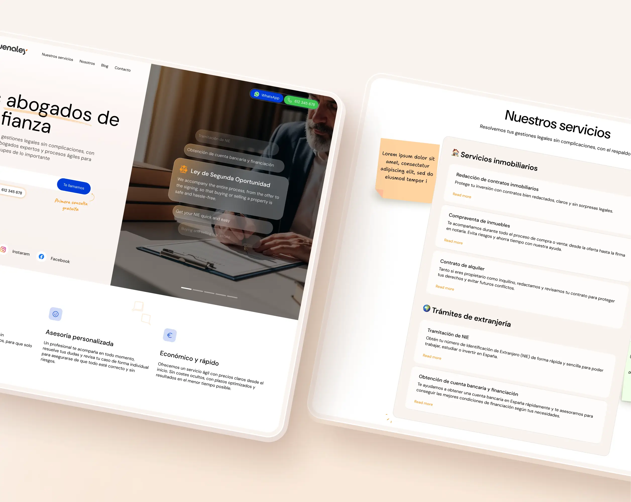 Web design layout for Buenaley, showcasing a modern and user-friendly interface