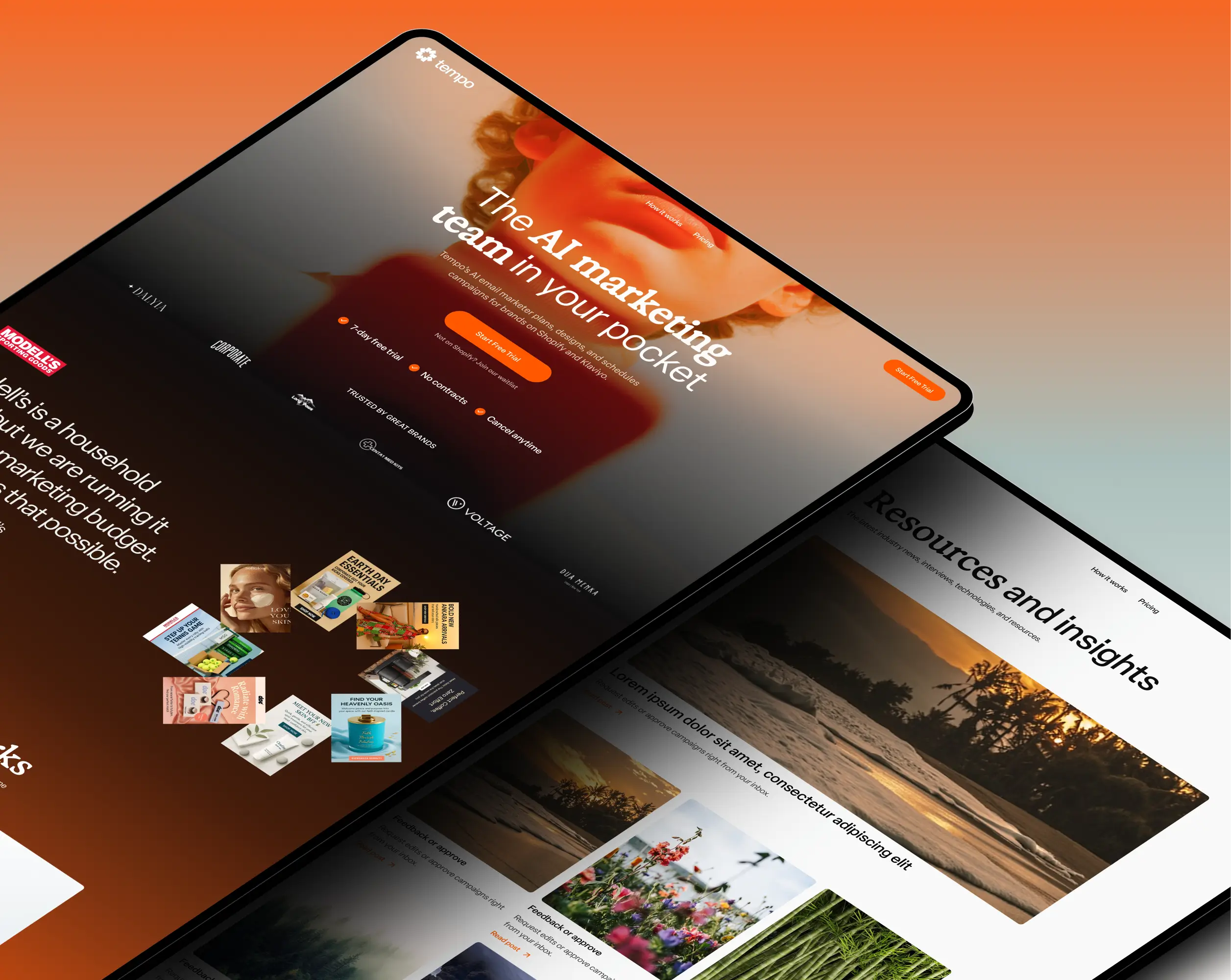 Website design for withtempo.ai, featuring a modern interface and vibrant color scheme