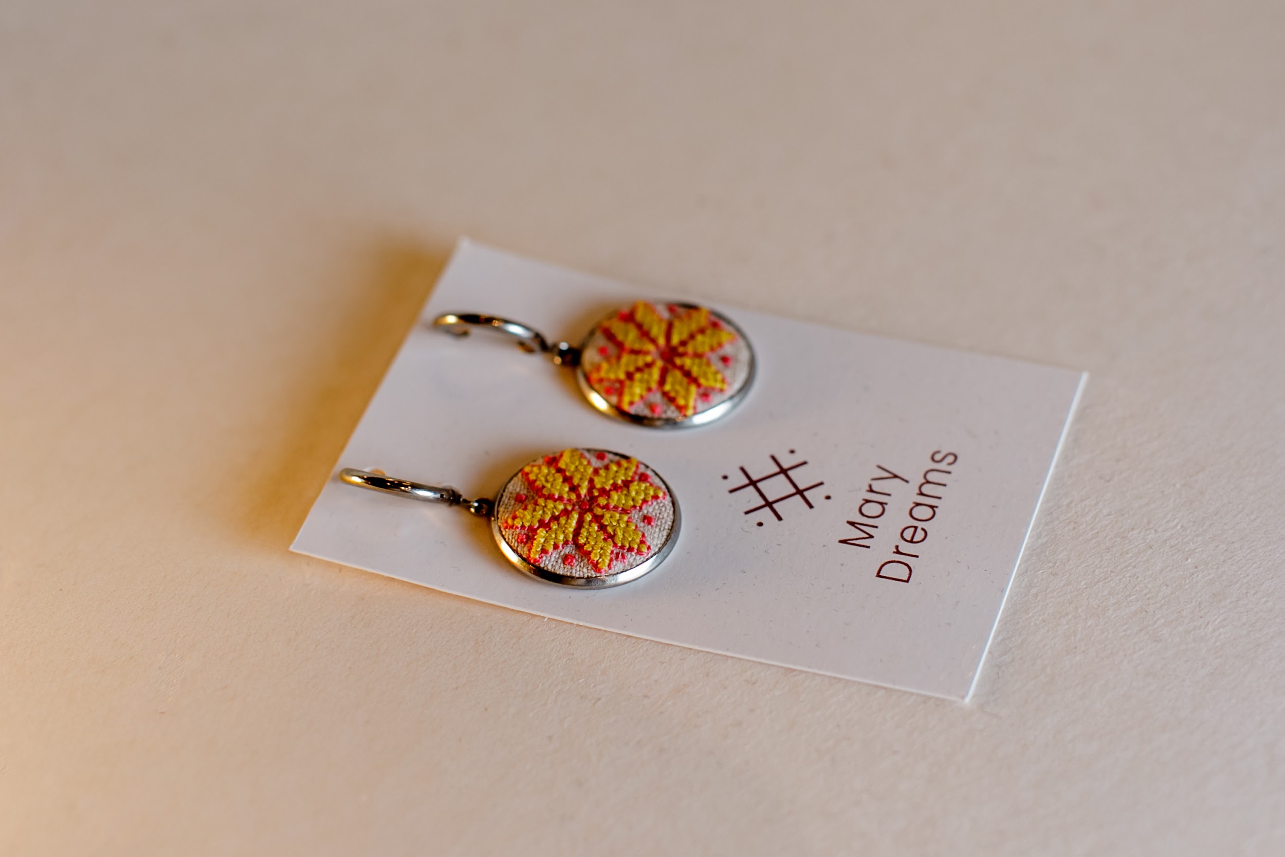 Alatyr Star Embroidered Earrings