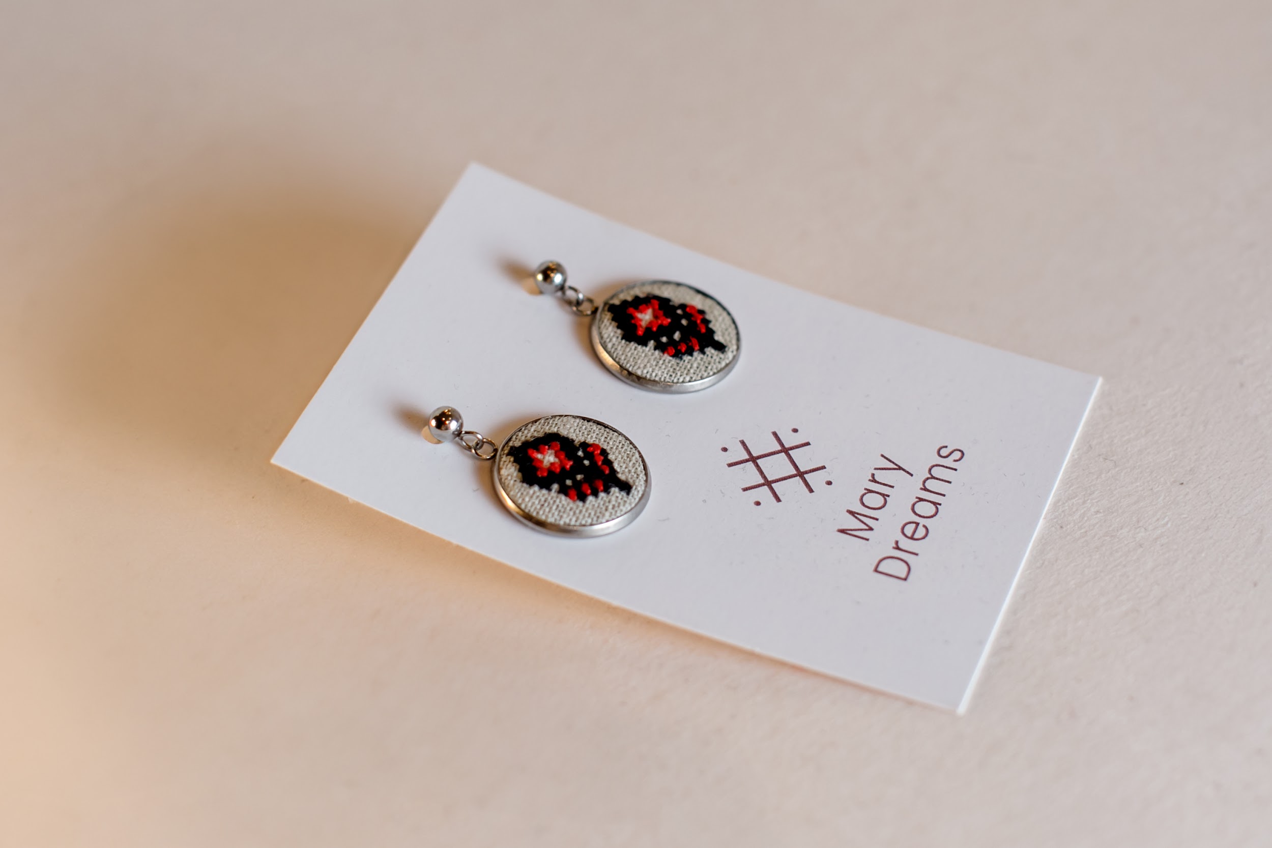 Traditional Lviv Region Embroidered Earrings