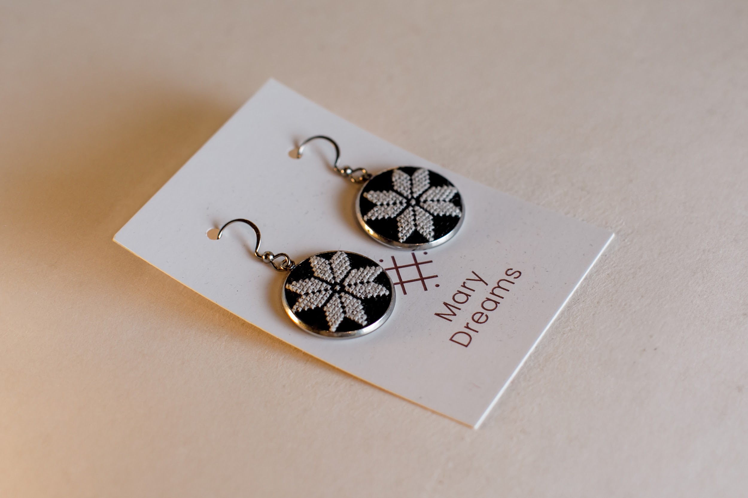 Alatyr Star Embroidered Earrings