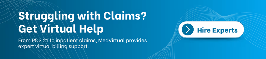 Struggling with Claims? Get virtual billing help from MedVirtual. Button reads 'Hire Experts'.