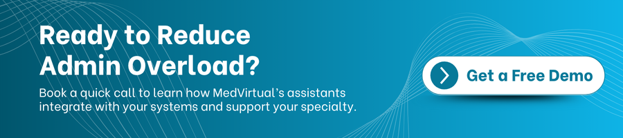 Blue banner with text “Ready to Reduce Admin Overload?” and a button labeled “Get a Free Demo.”