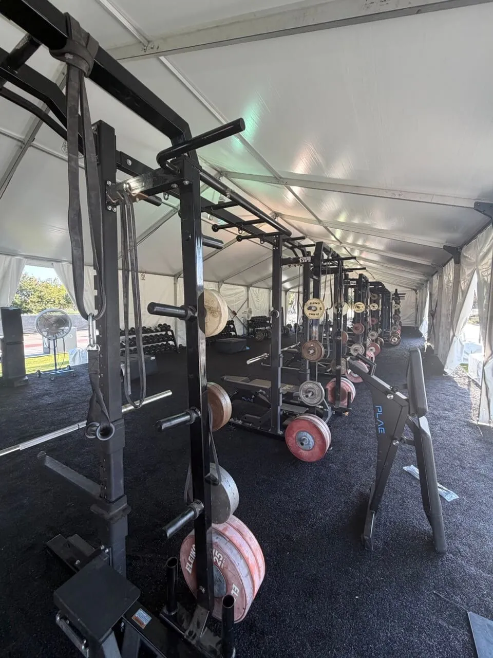 Racks and platforms under the tent