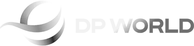 DP World company logo with stylized curved shapes and the text 'DP World'.