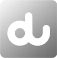 Stylized white lowercase letters 'du' logo on a gray gradient background.