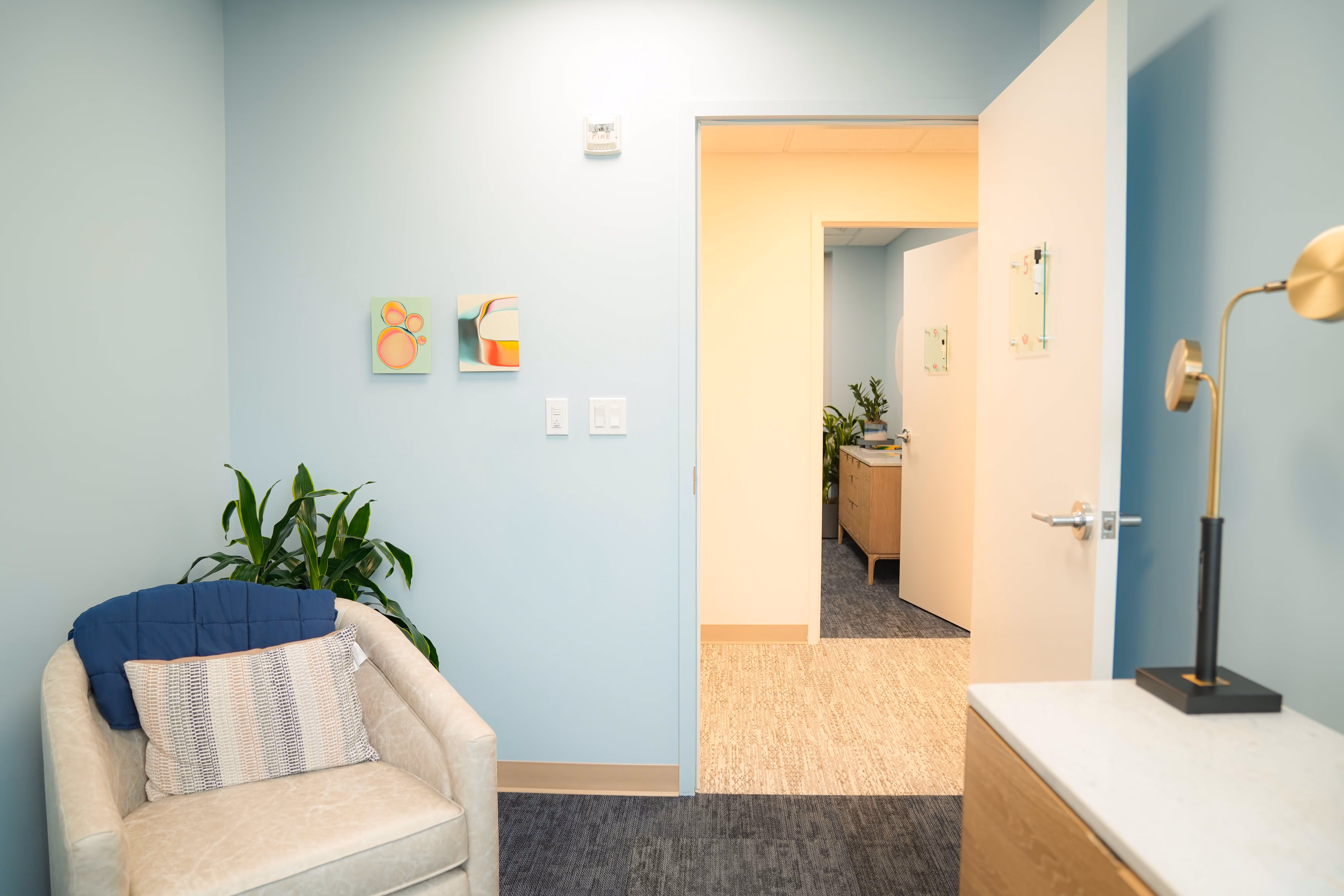 The outside of a treatment room at Lumin Health, delivering ketamine and Spravato therapy