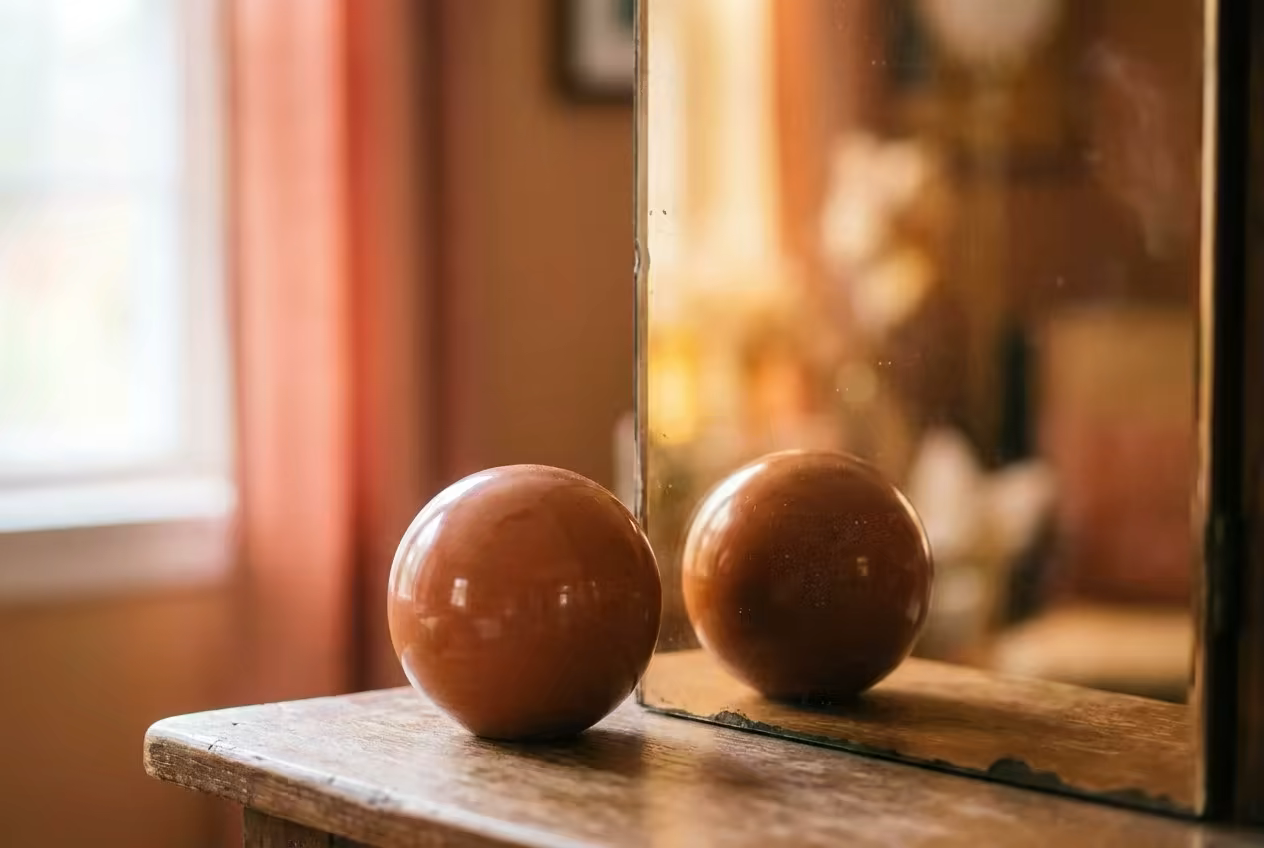 A sphere beside its mirror reflection — mirror-image molecules