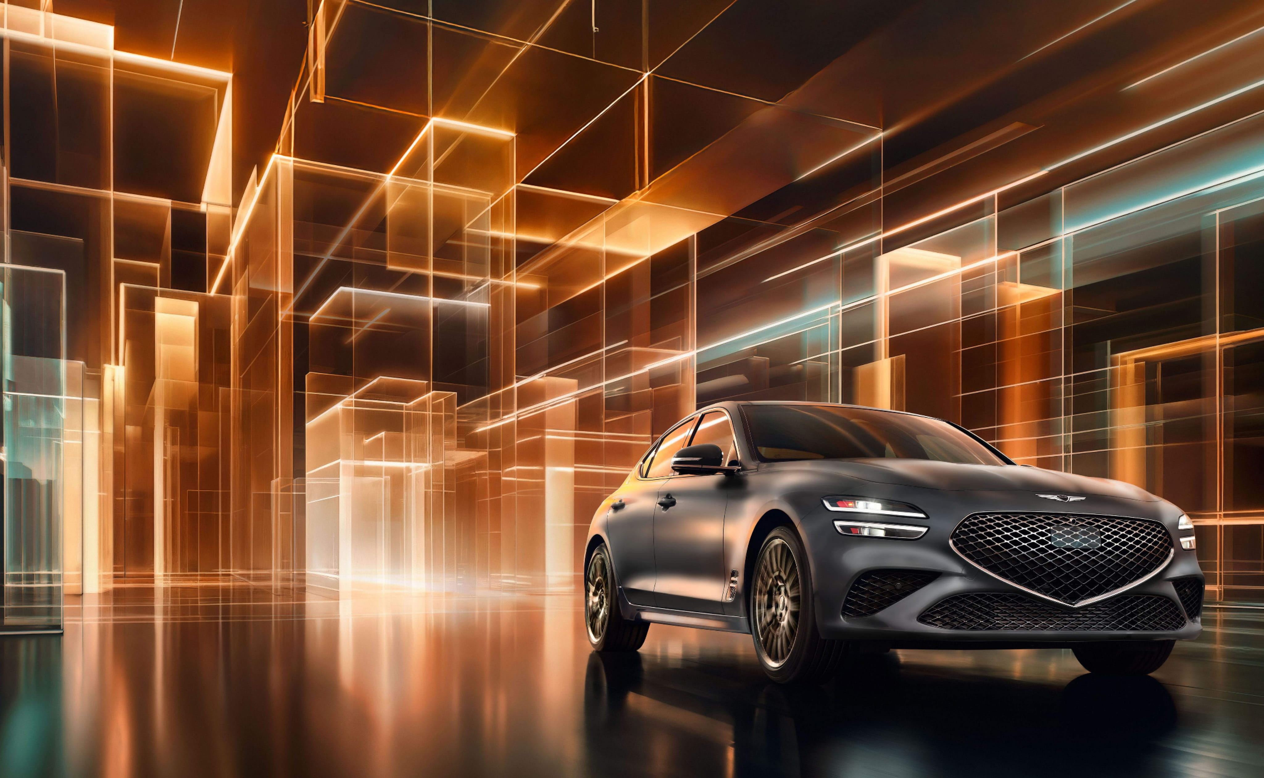 Side view of G80 parked in front of home