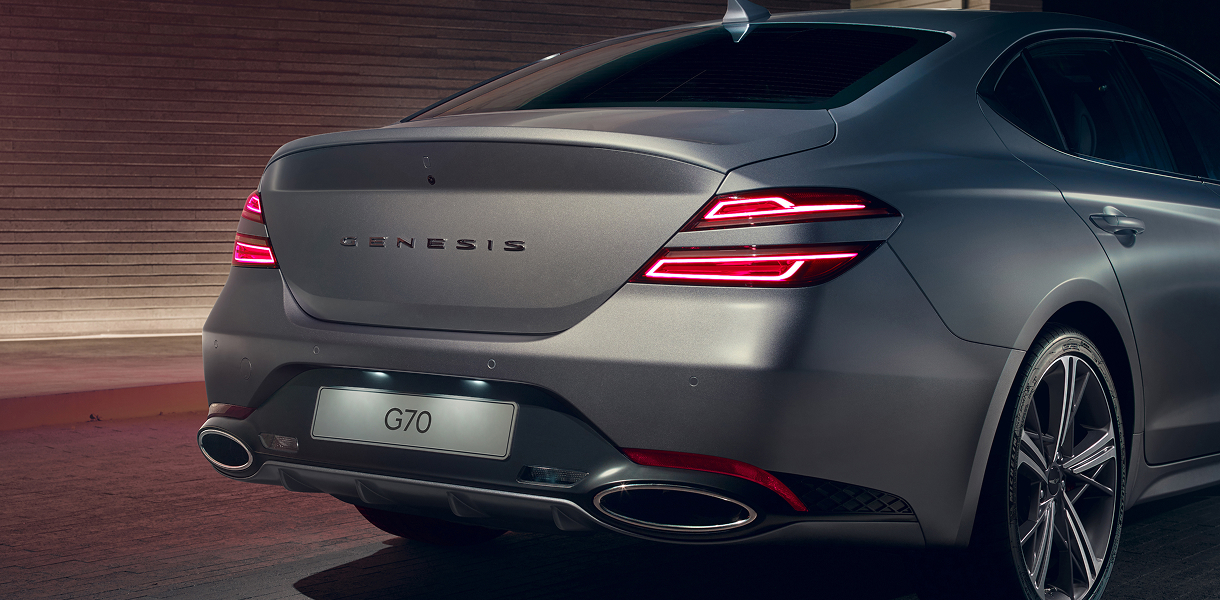 A close-up of the rear diffuser and dual exhaust tips