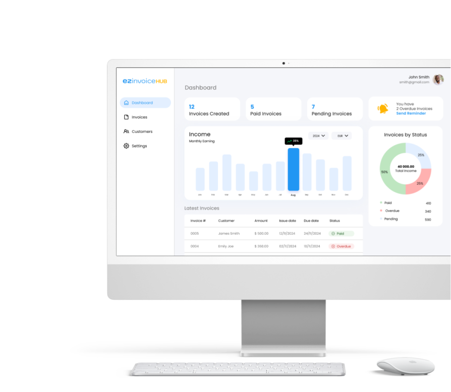 dashboard on desktop