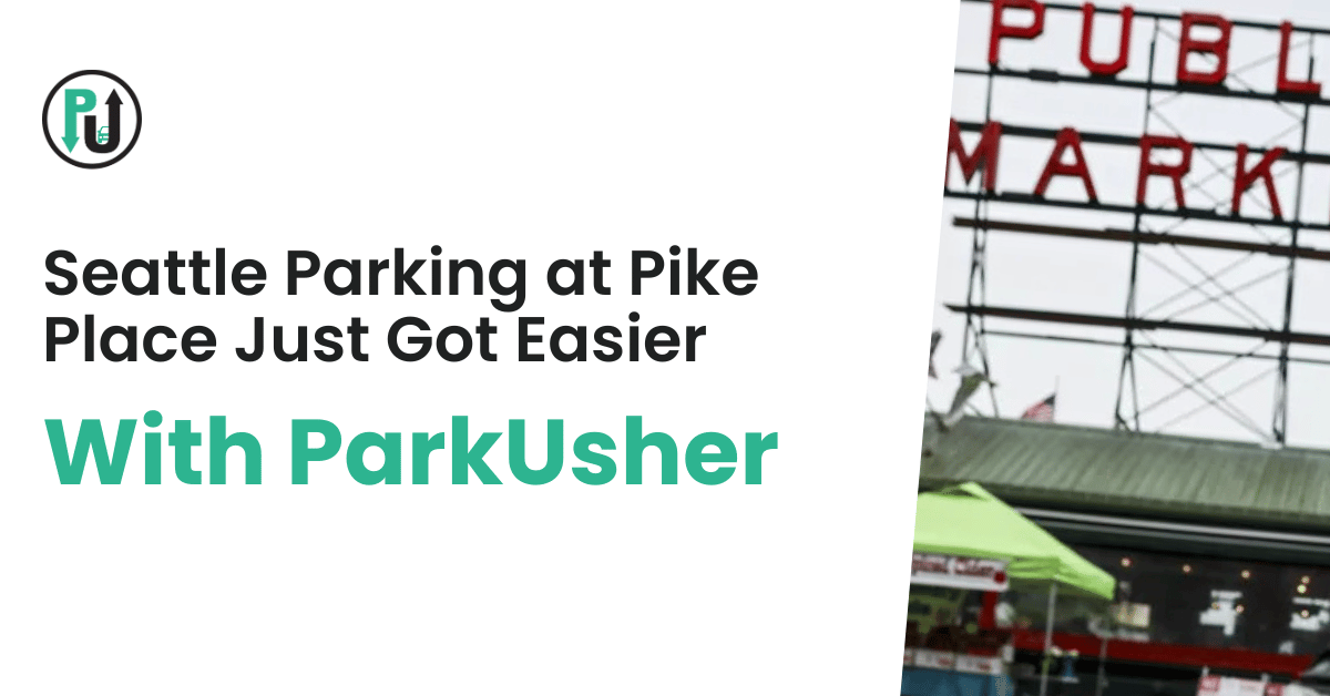 ParkUsher real time map showing street parking availability near Pike Place Market in Seattle