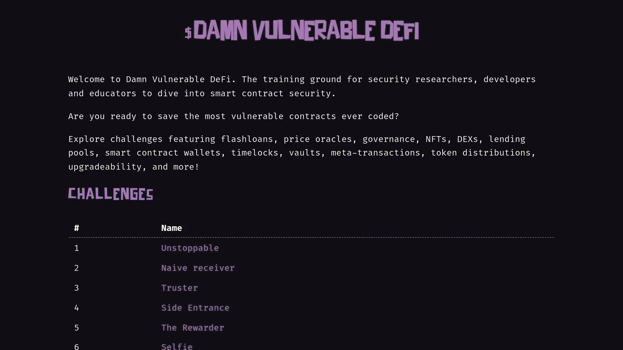 Damn Vulnerable DeFi