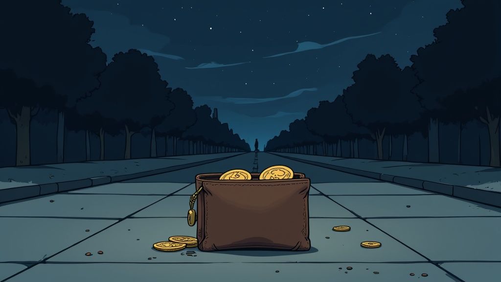 A person looking at a cryptocurrency chart on a laptop, representing the risks of DeFi wallets