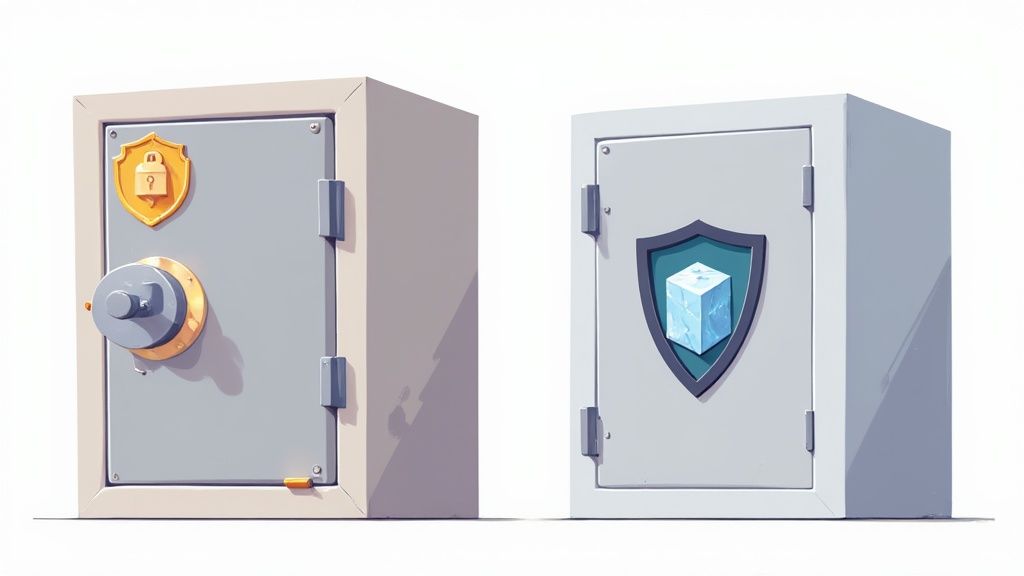 Digital padlock graphic symbolizing crypto security