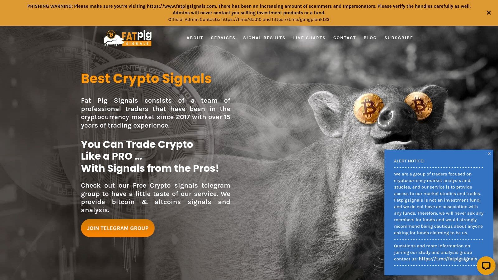 Fat Pig Signals Telegram interface showing a trade summary